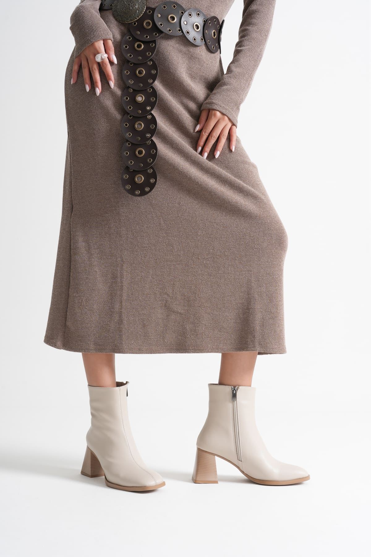 Ornela Kadın Bej Topuklu Bot