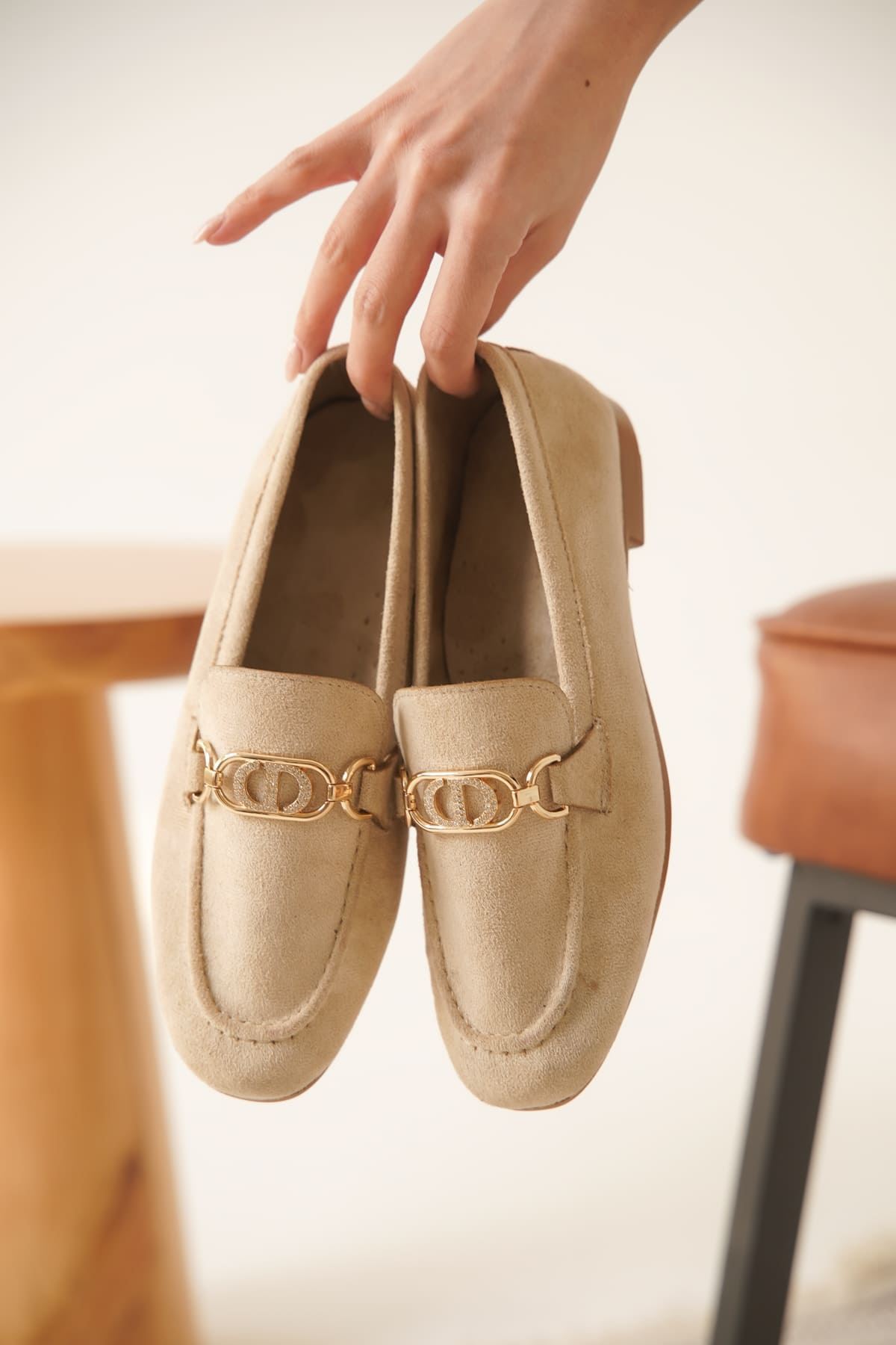 Kadın Süet Bej Günlük Ayakkabı SHTR27MS01B