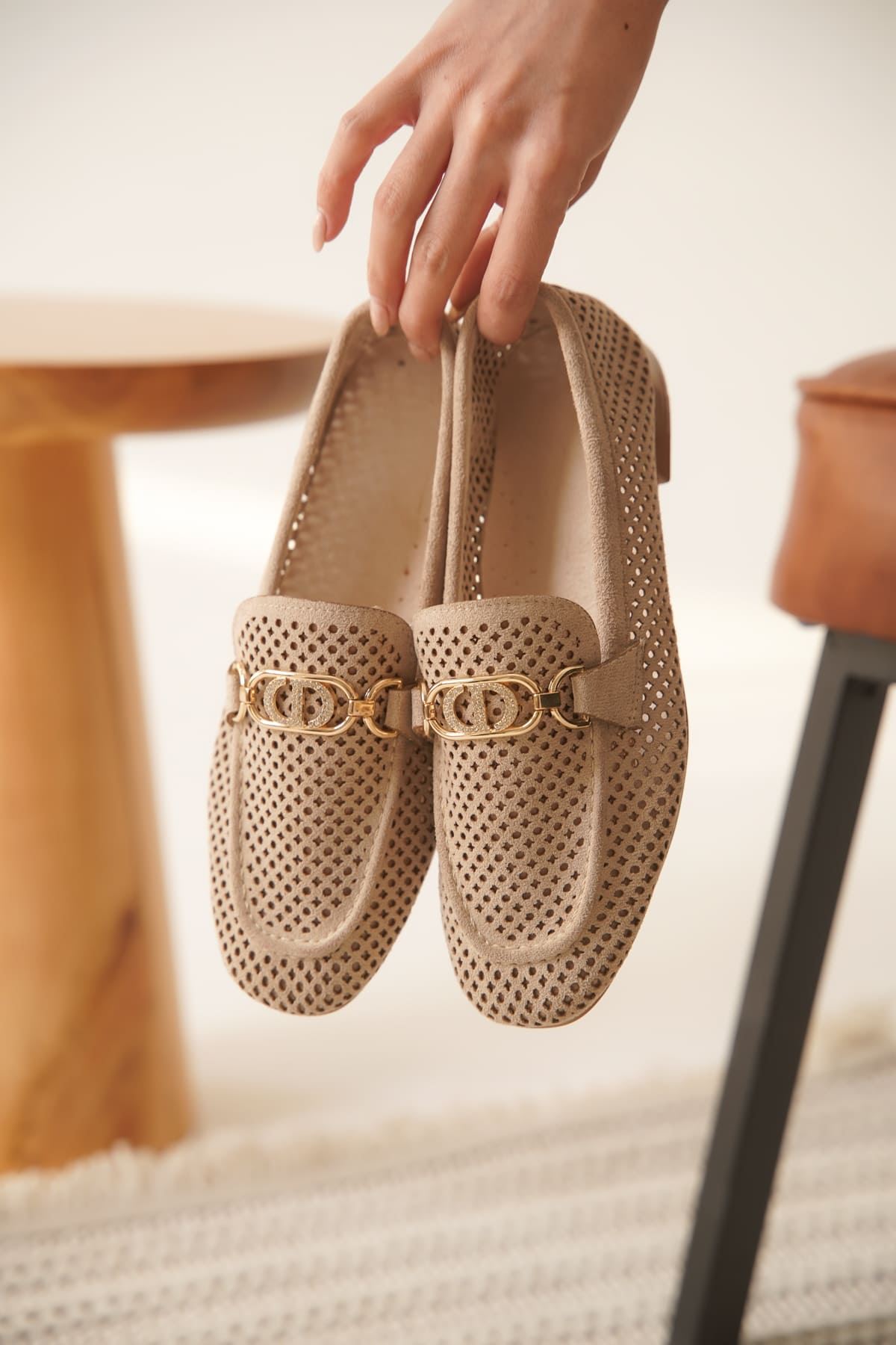 Kadın Süet Bej Günlük Ayakkabı SHTR27MS02B