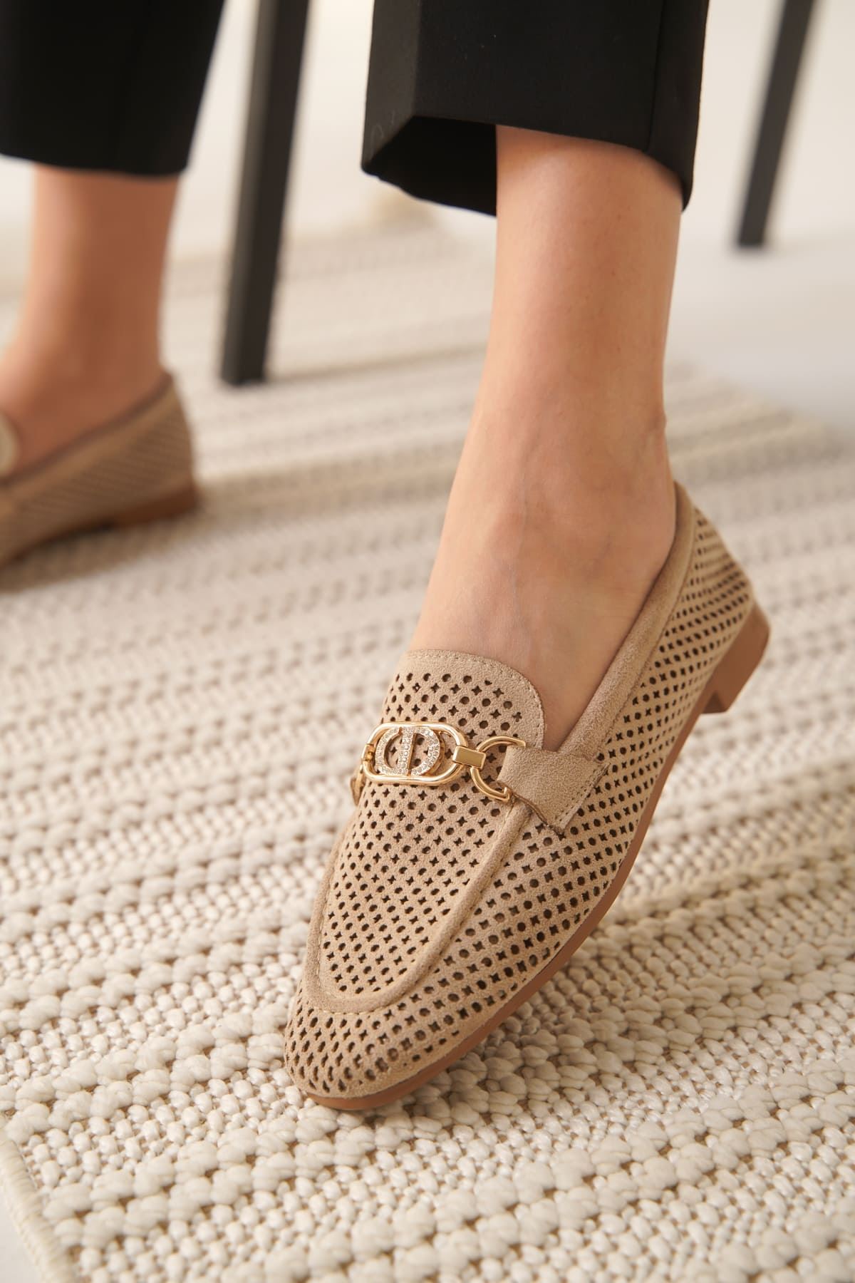 Kadın Süet Bej Günlük Ayakkabı SHTR27MS02B