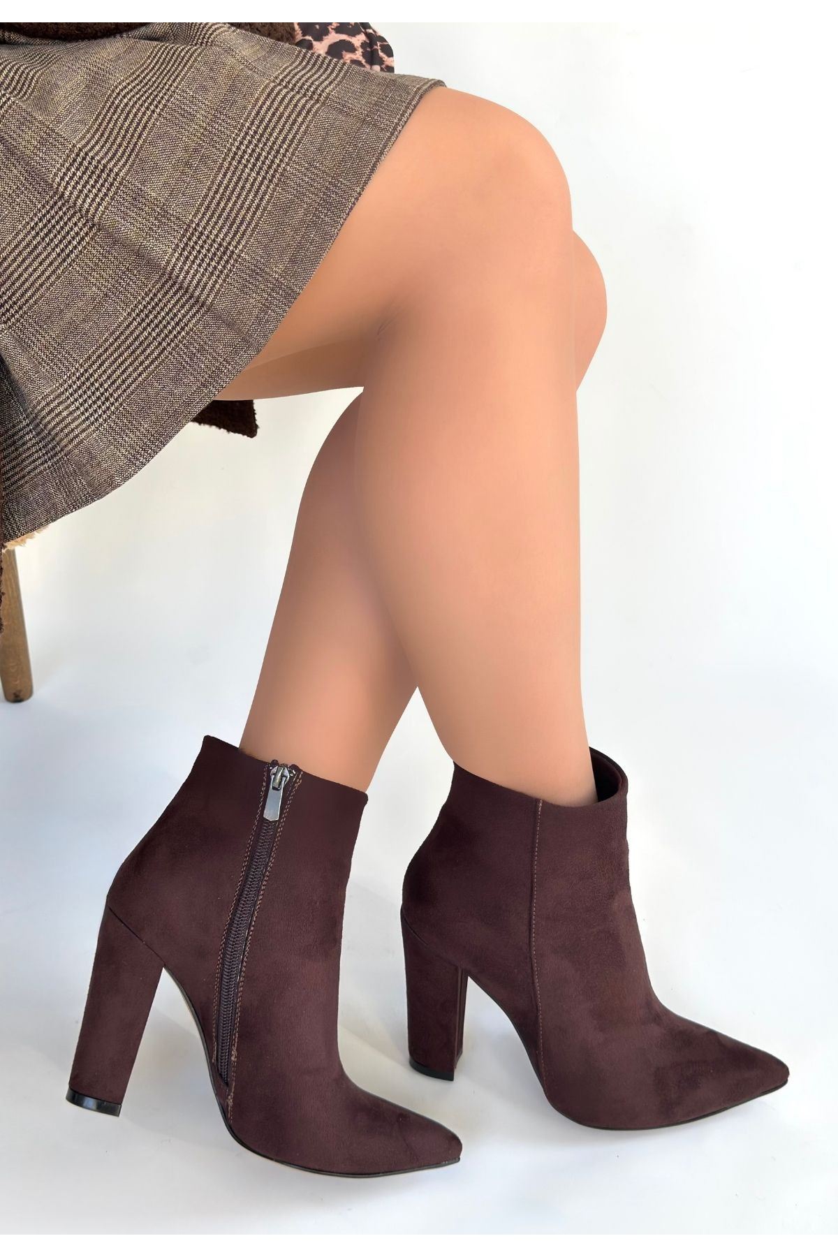 Loora Açık Kahve Süet Topuklu Bot
