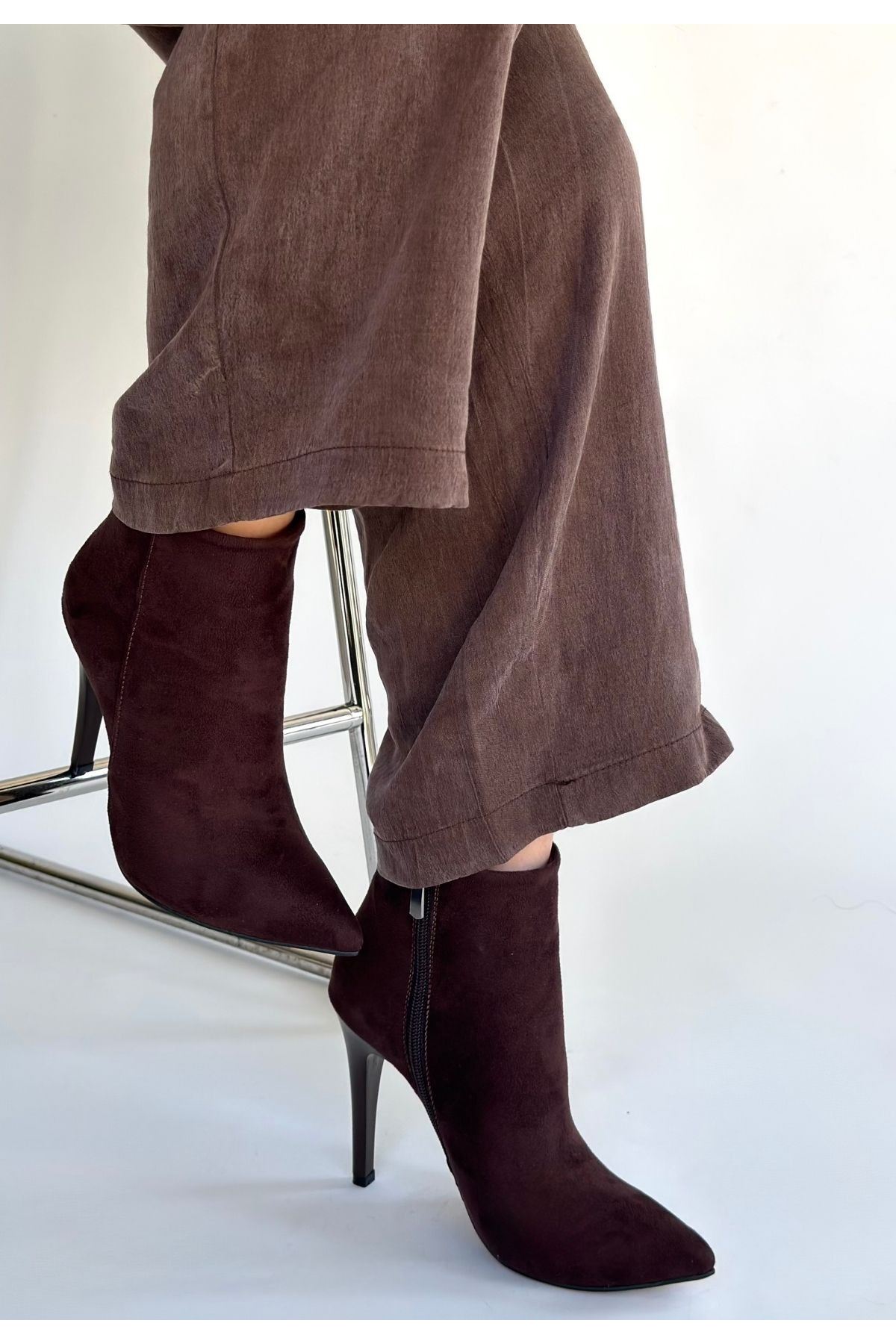 Blan Acı Kahve Süet Topuklu Bot