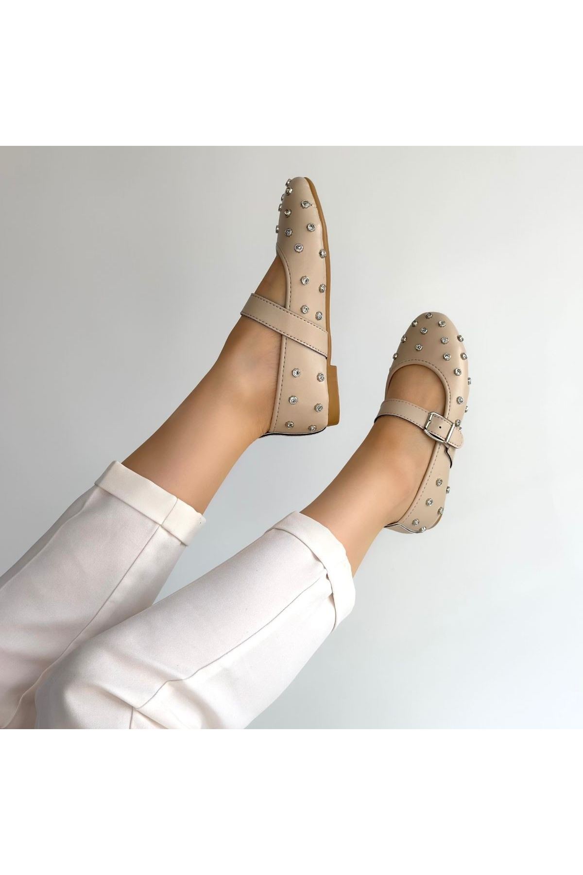 Ritta Bej Cilt Kemerli Babet Ayakkabı