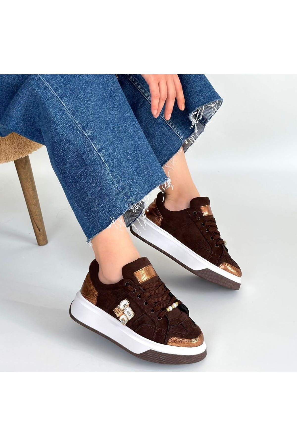 Ceans Kahverengi Süet Bağcıklı Spor Ayakkabı