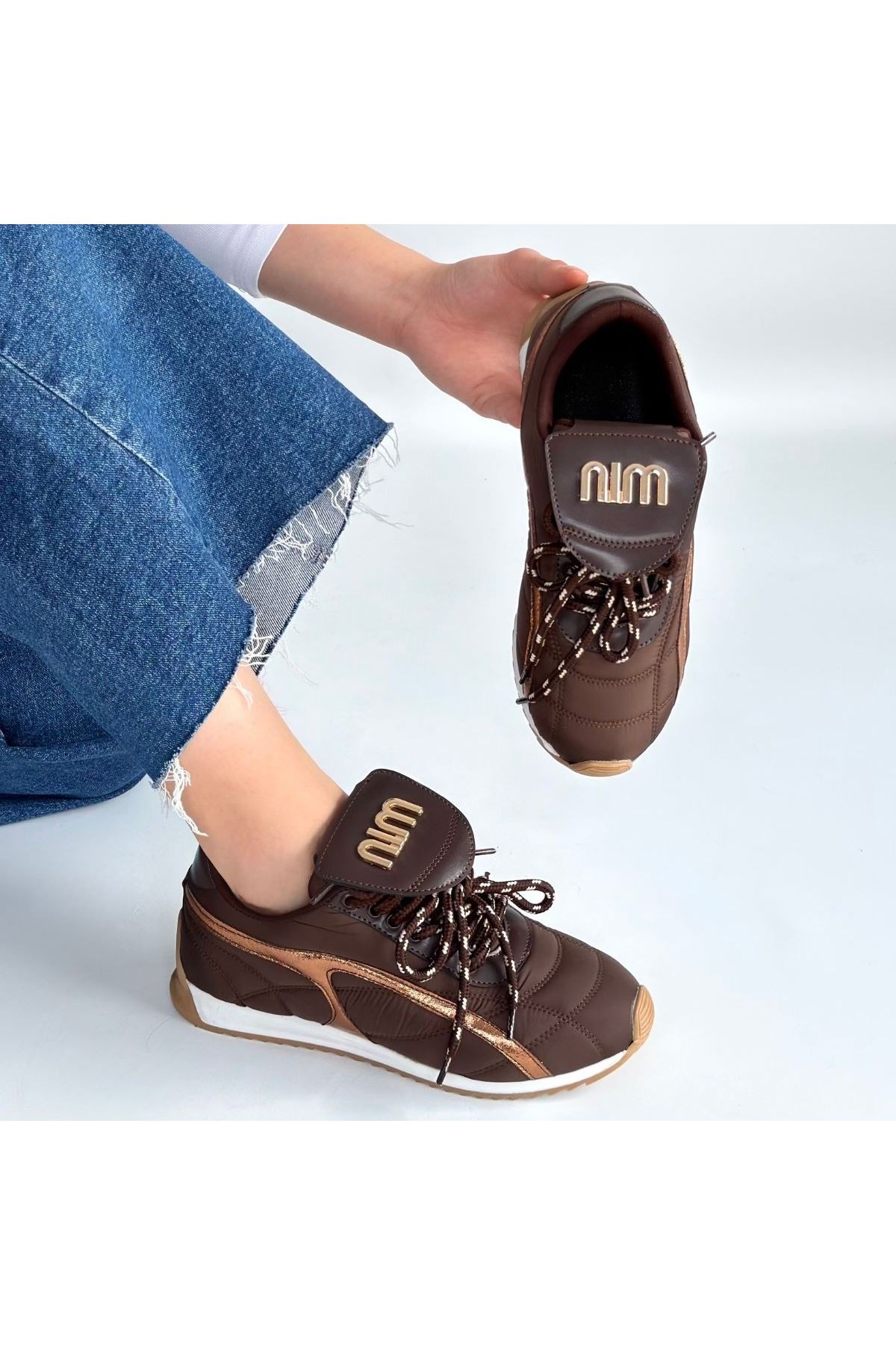 Dissa Kahverengi Cilt Bağcıklı Paraşüt Detaylı Spor Ayakkabı
