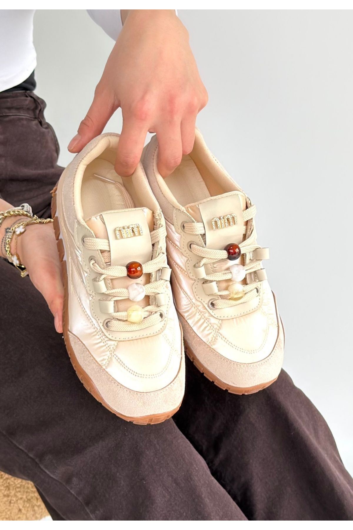 Tues Bej Nubuk Bağcıklı Spor Ayakkabı