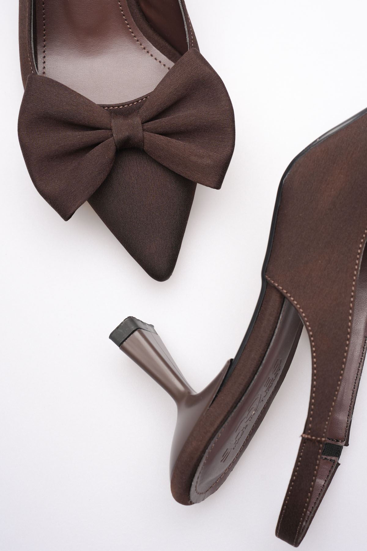 Acı Kahve Fiyonklu Kitten Topuklu Slingback Kadın Ayakkabı EATR08MS24C