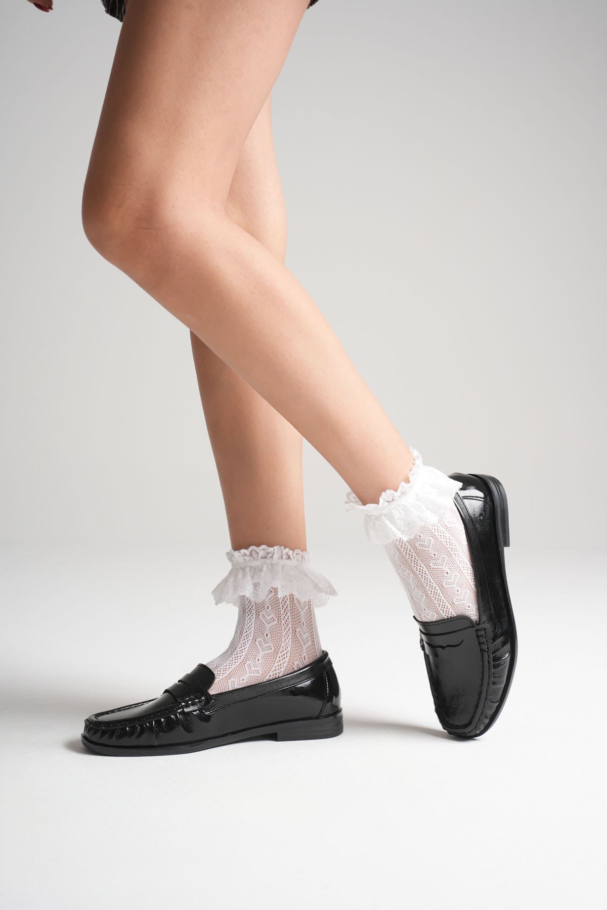 Siyah Parlak Deri Görünümlü Penny Loafer EATR88MS02A