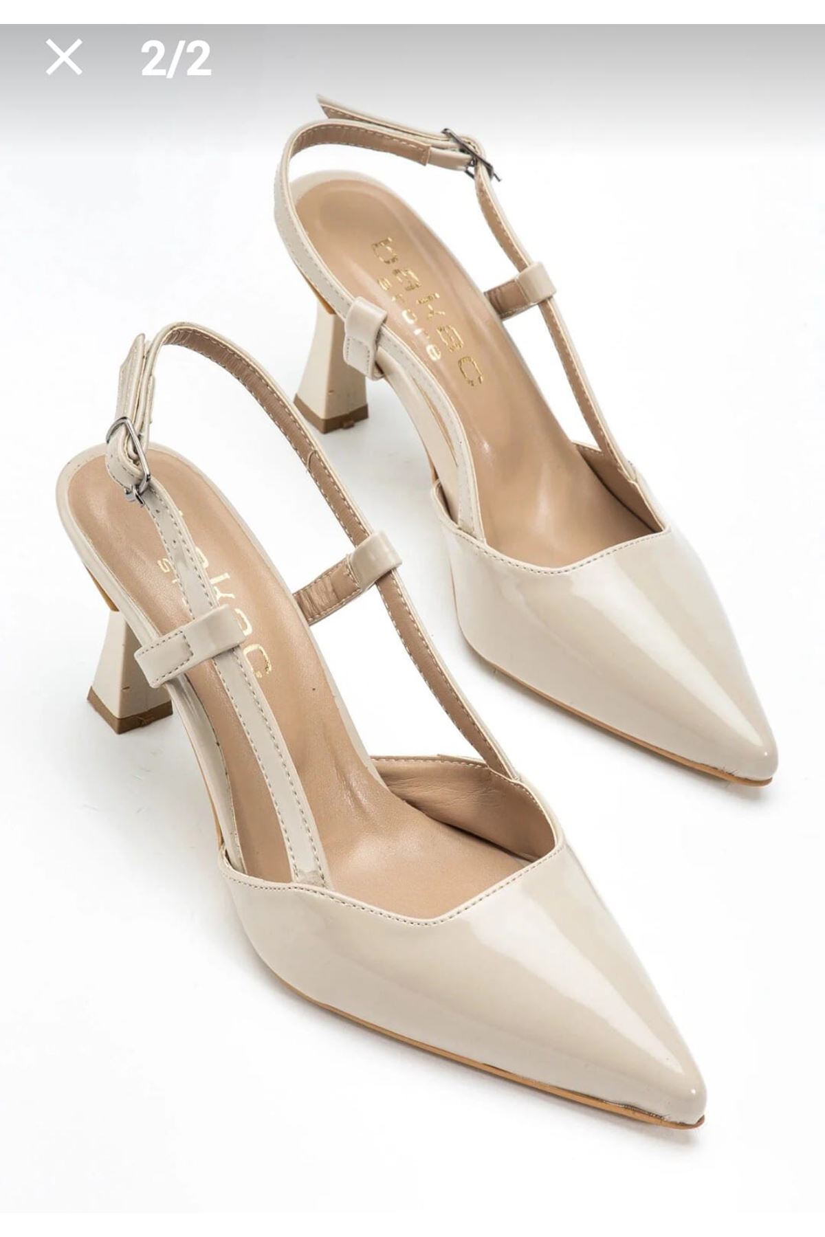 Hoost Bej Rugan Topuklu Ayakkabı