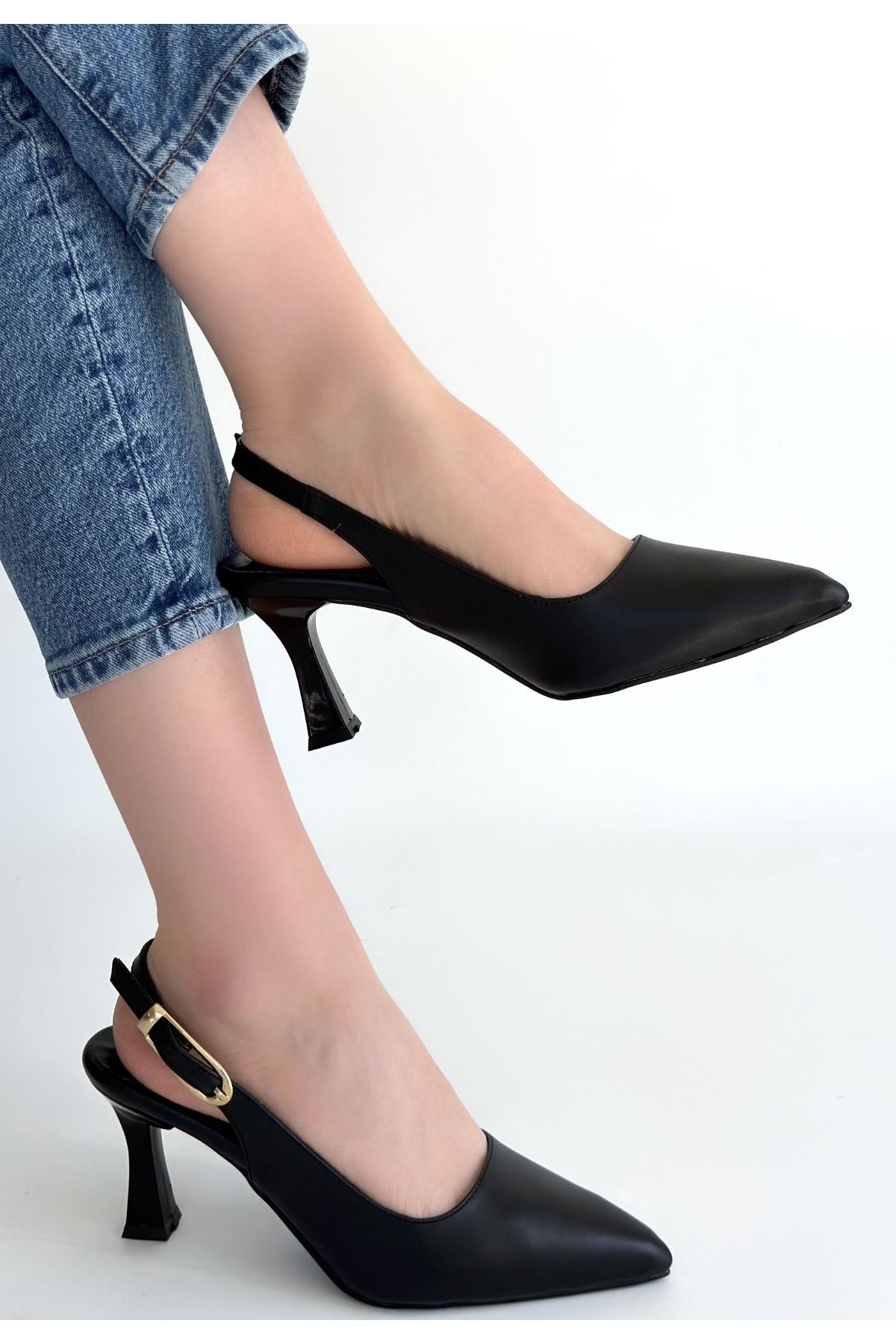 Hies Siyah Cilt Topuklu Ayakkabı