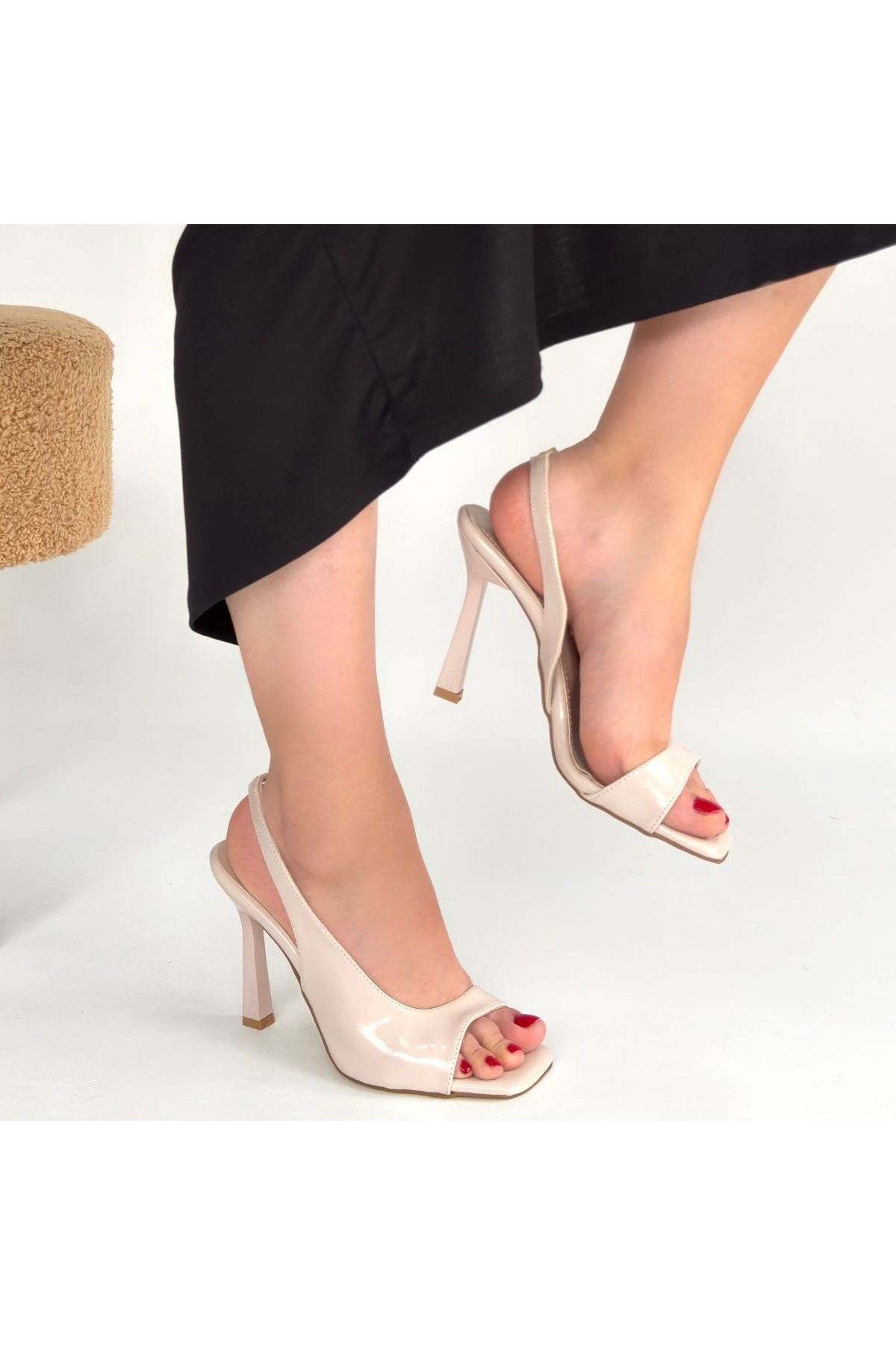 Janta Bej Cilt Topuklu Ayakkabı