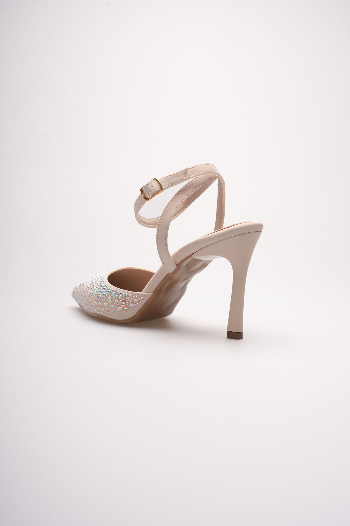 Kadın Bej Taşlı Topuklu Ayakkabı EATR08MS22B