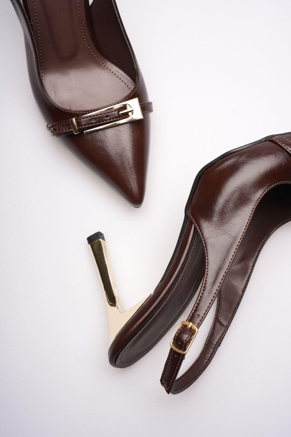 Kadın Acı Kahve Tokalı Topuklu Ayakkabı EATR08MS34C