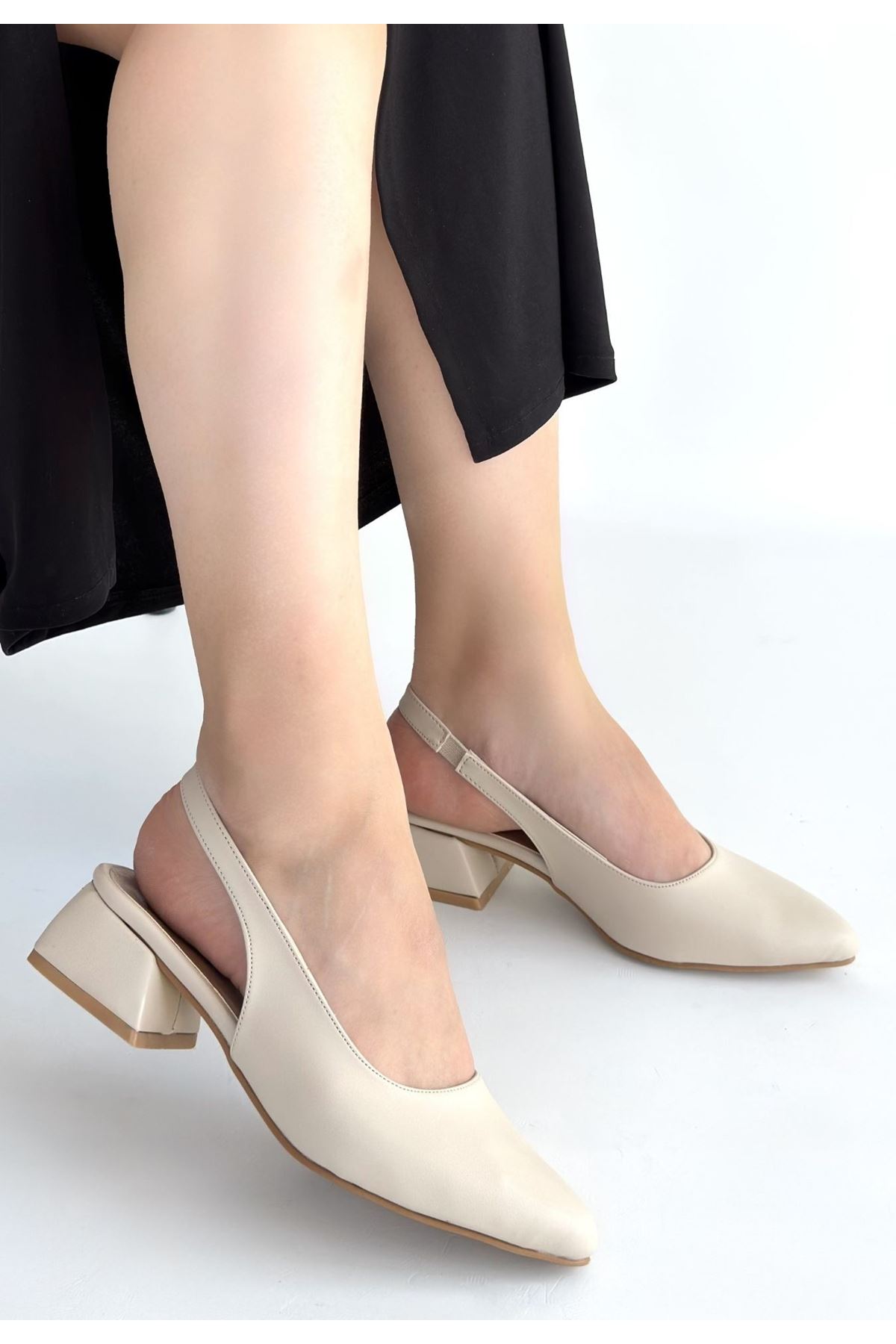 Evia Bej Cilt Topuklu Ayakkabı