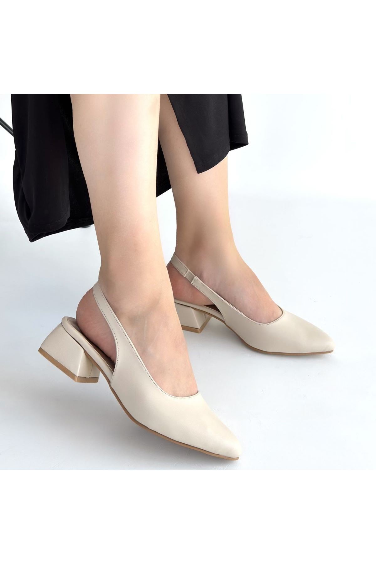 Evia Bej Cilt Topuklu Ayakkabı