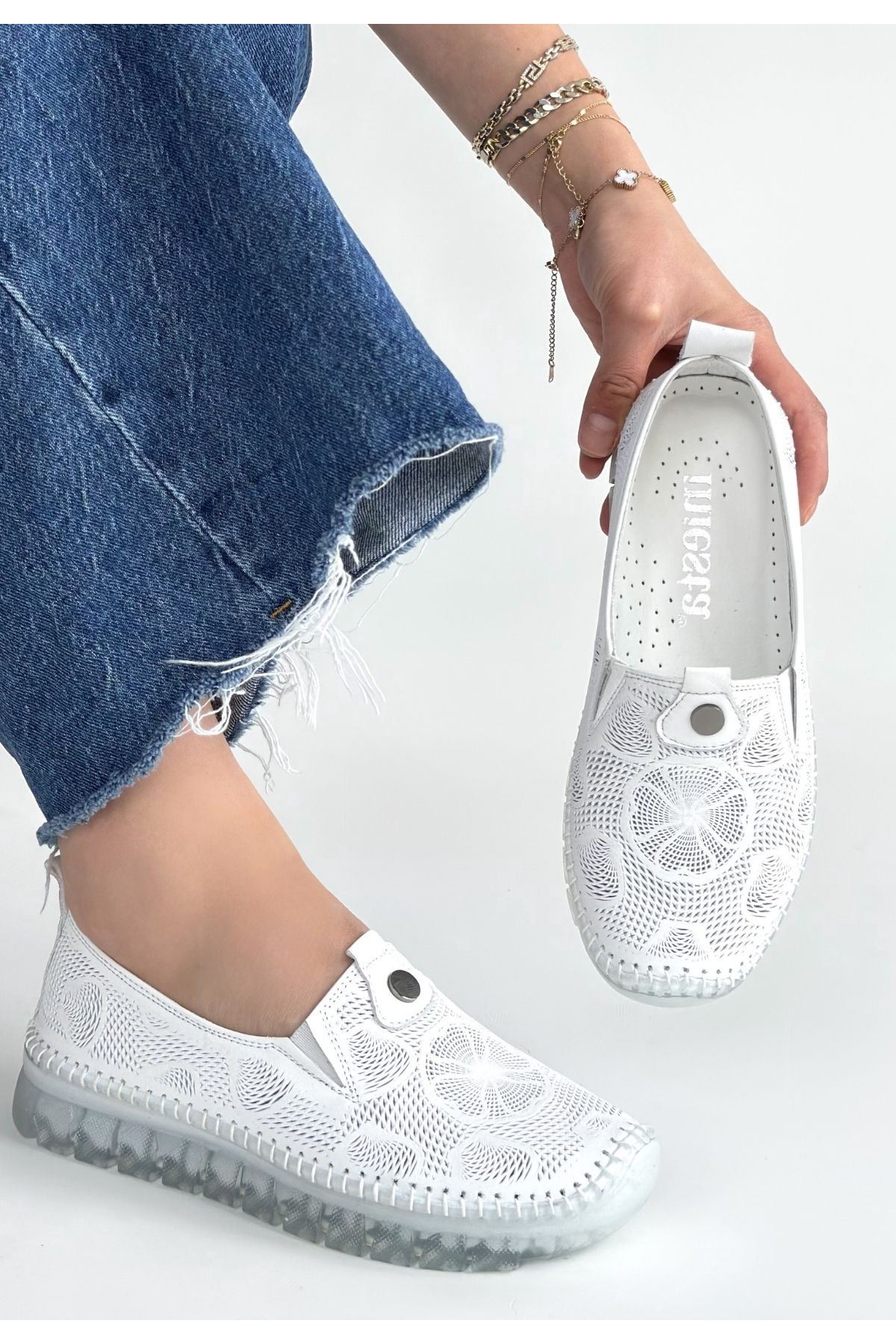 Rinna Beyaz Deri Spor Ayakkabı