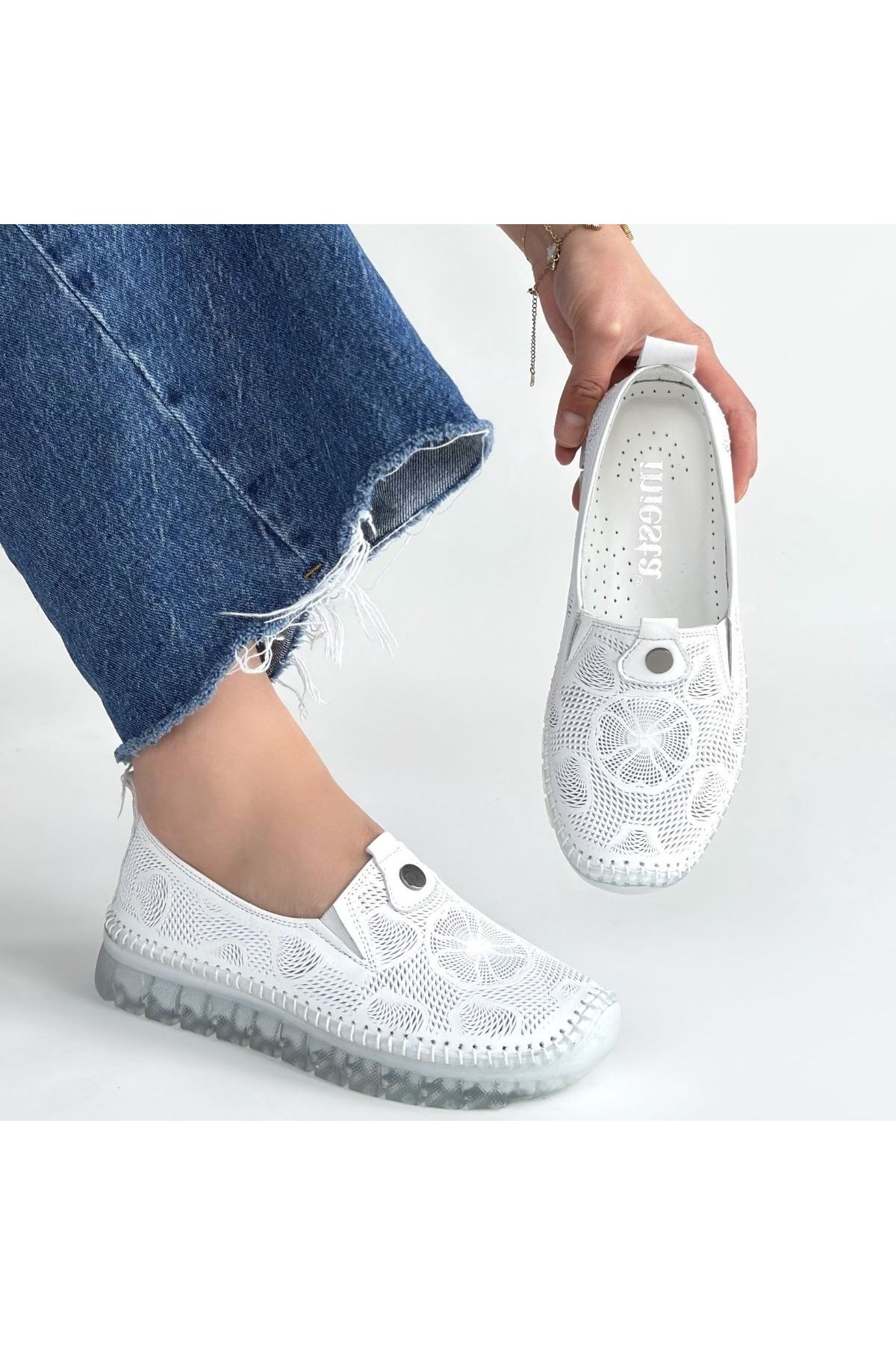 Rinna Beyaz Deri Spor Ayakkabı