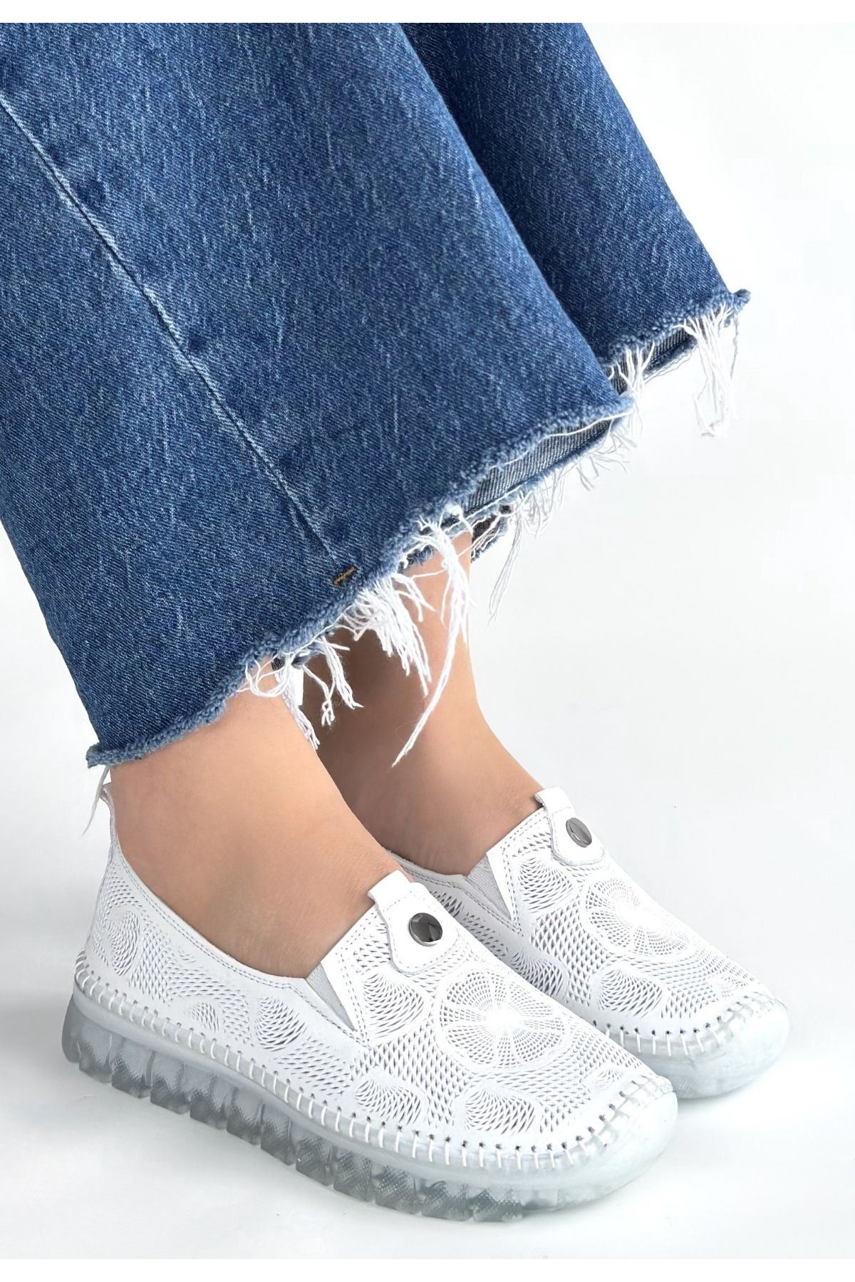 Rinna Beyaz Deri Spor Ayakkabı