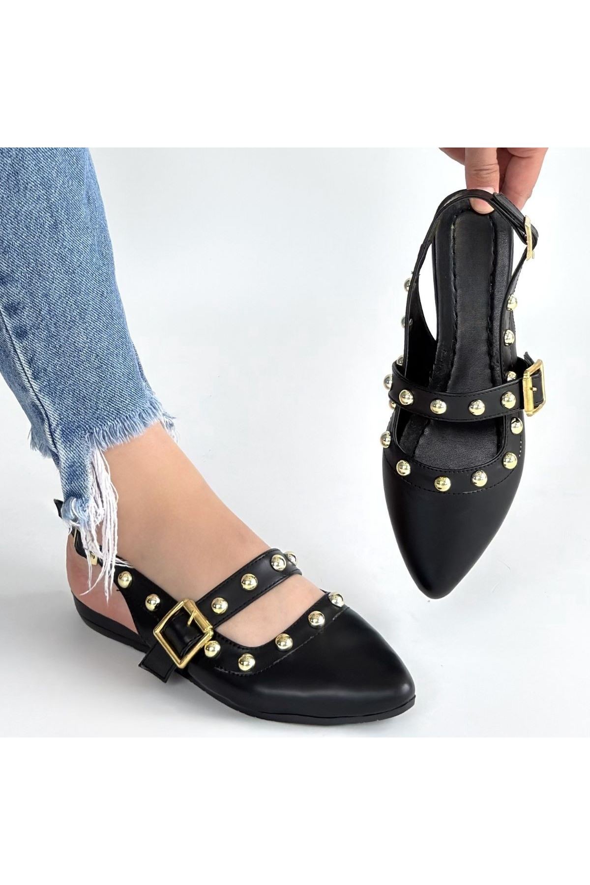 Jorwi Siyah Cilt Babet Ayakkabı