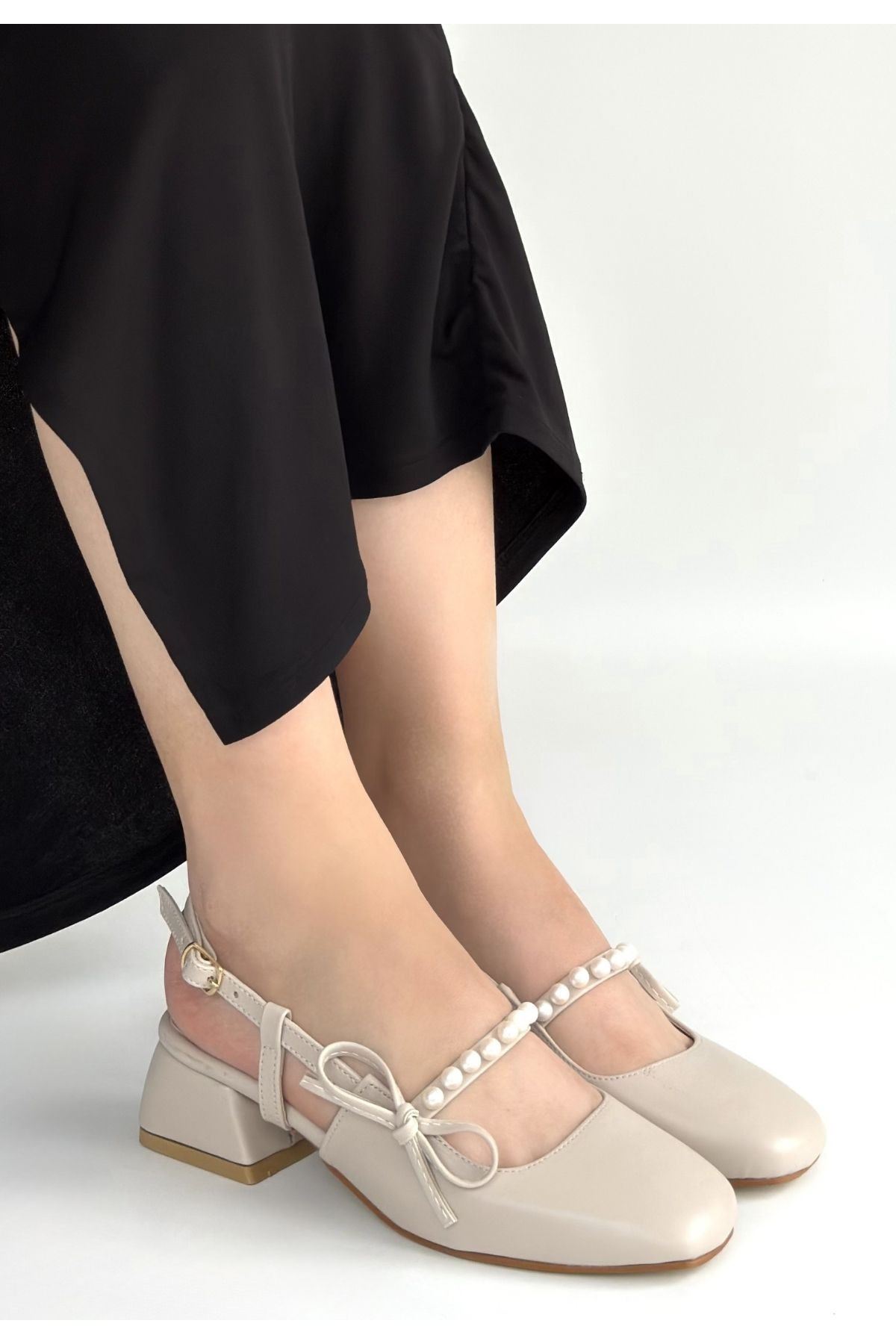 Ceyda Bej Cilt Topuklu Ayakkabı