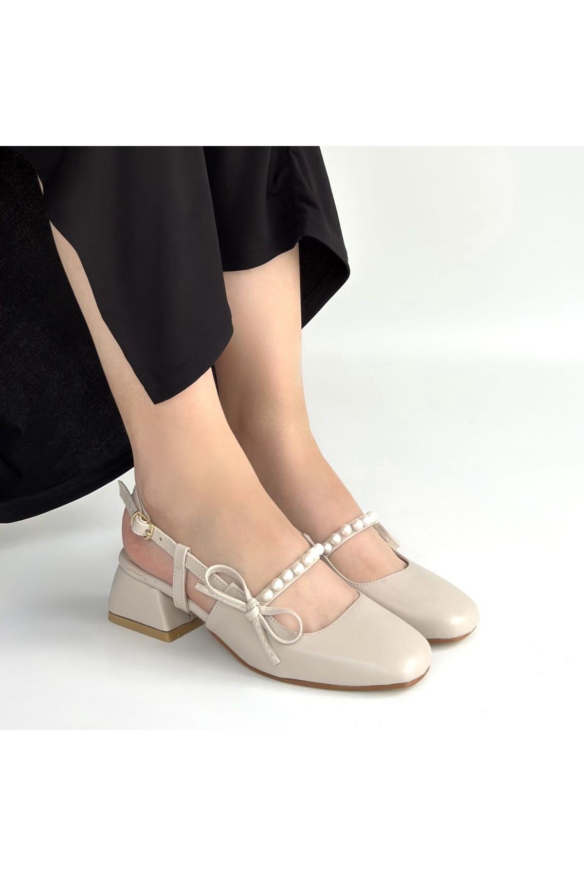 Ceyda Bej Cilt Topuklu Ayakkabı