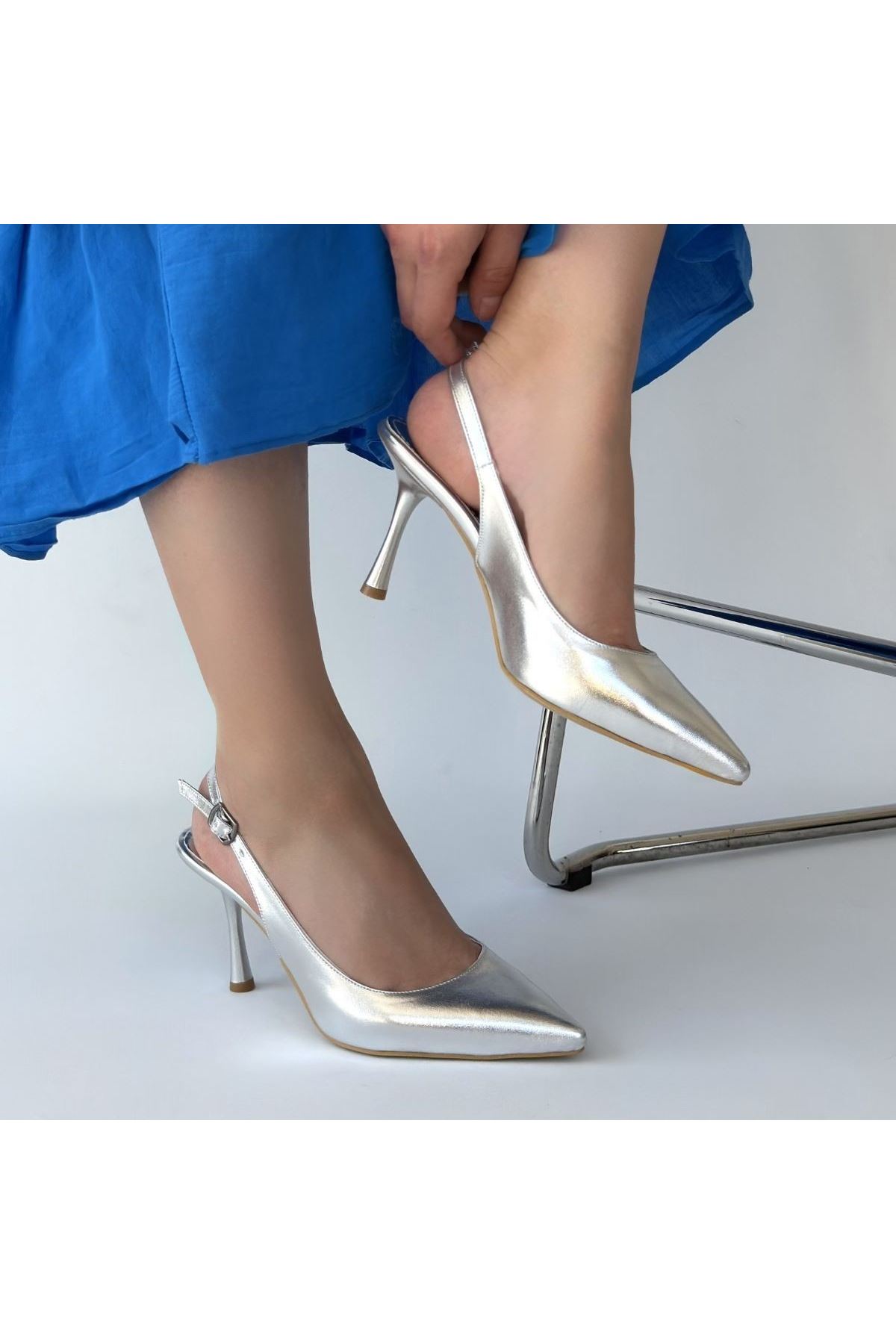 Katey Gri Rugan Topuklu Ayakkabı