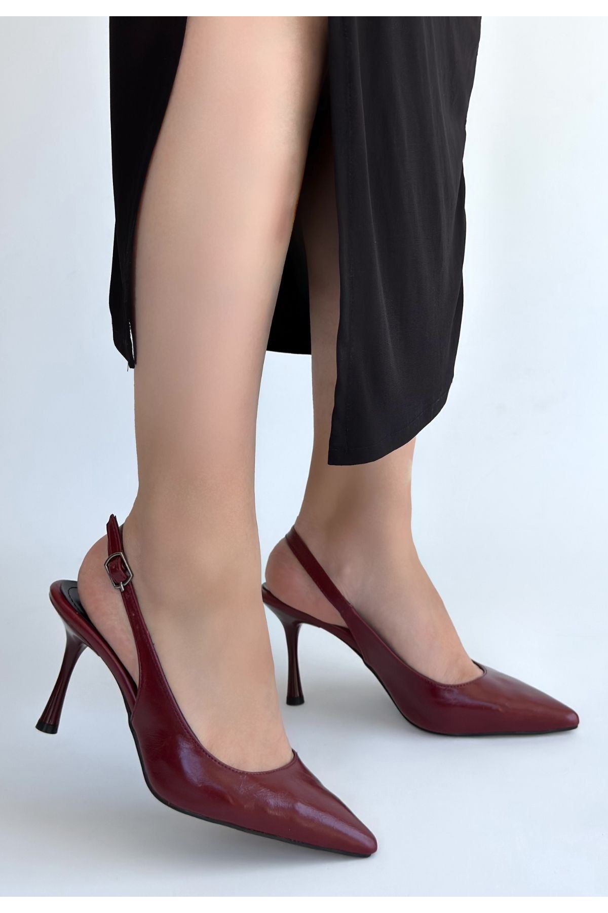 Katey Bordo Rugan Topuklu Ayakkabı