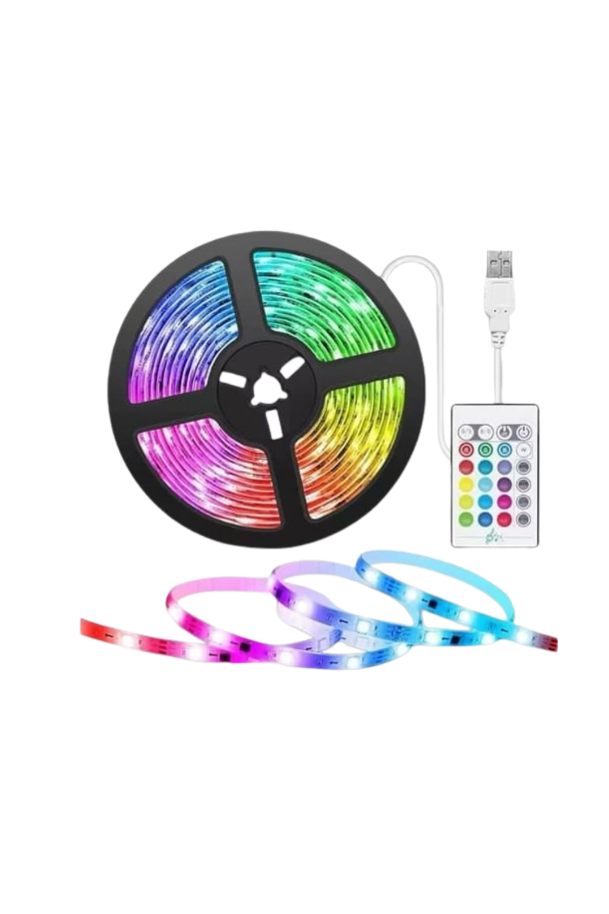 RGB LED Strip 5 Metre Kumandalı 5050 Şerit Led Dekorasyon Işığı