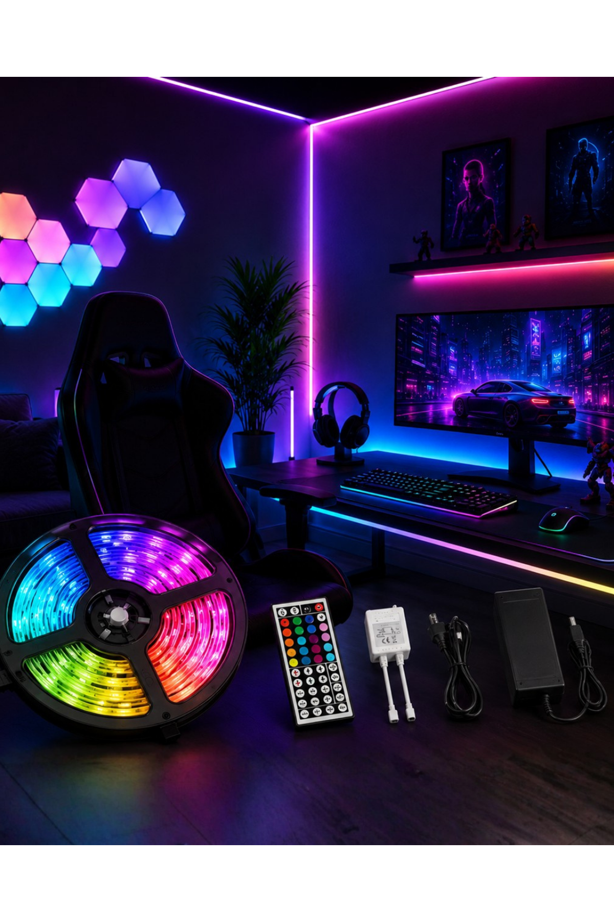 5 Metre RGB LED Şerit Kumandalı 5050 Renk Değiştiren LED Strip