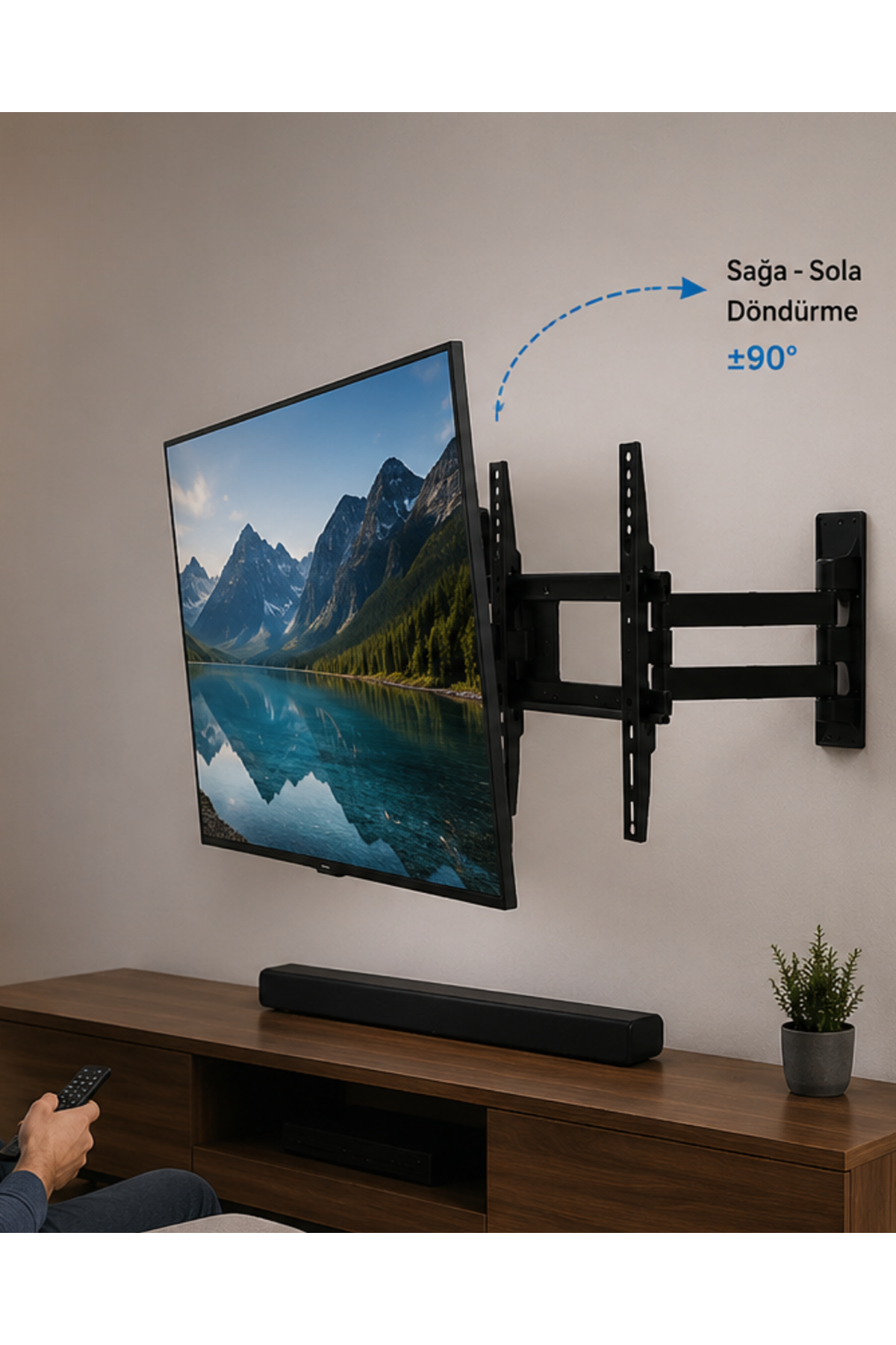 LCD LED TV Duvar Aparatı Çift Kollu Hareketli Askı Sistemi