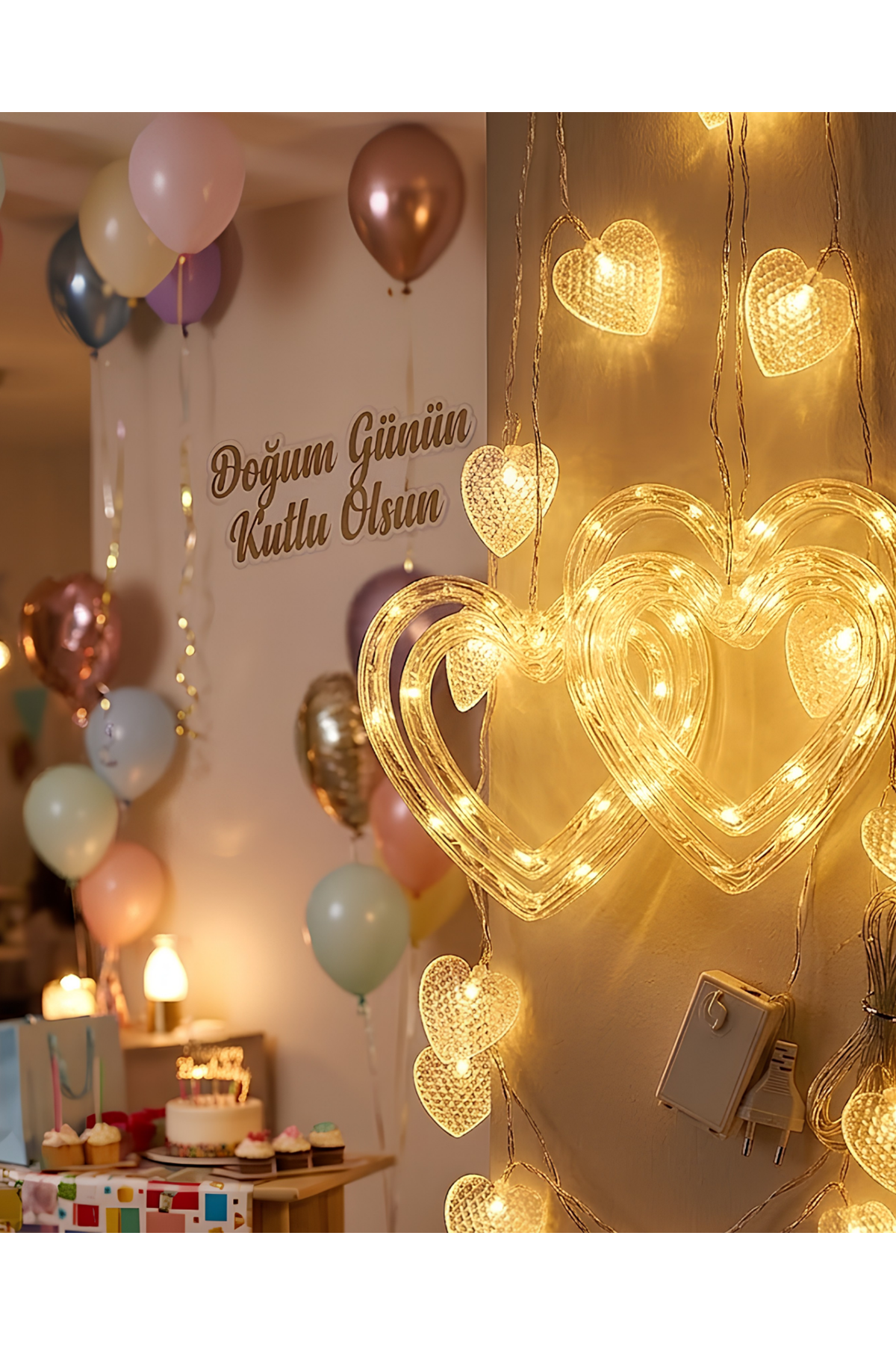 Romantik Kalp LED Işık Neon Görünümlü Dekoratif Oda Lambası