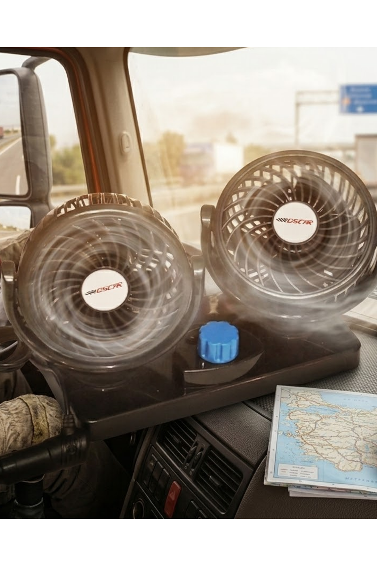 12V Oto Fan Çakmaklık Girişli Ayarlanabilir Başlıklı Araç Vantilatörü