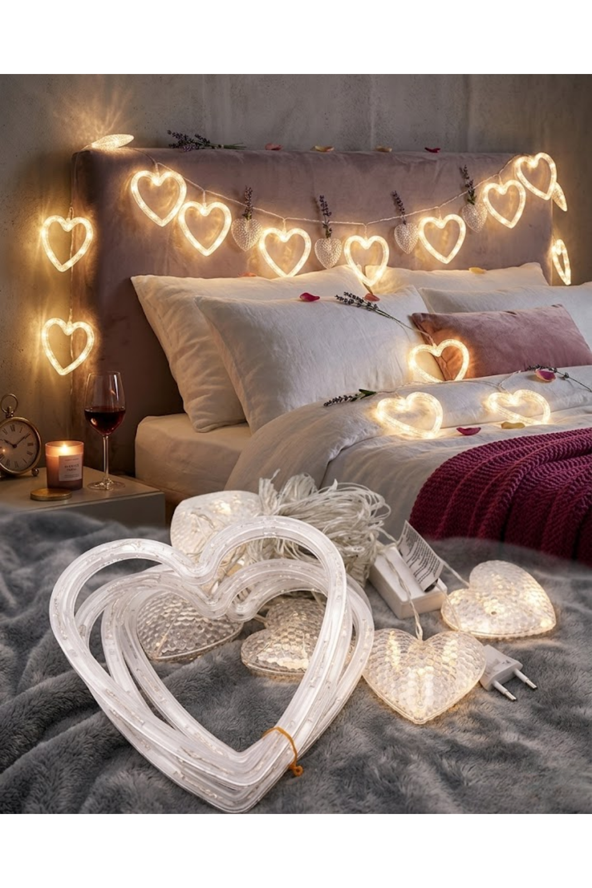 Kalp Şeklinde LED Neon Işık Dekoratif Romantik Oda ve Duvar Lambası