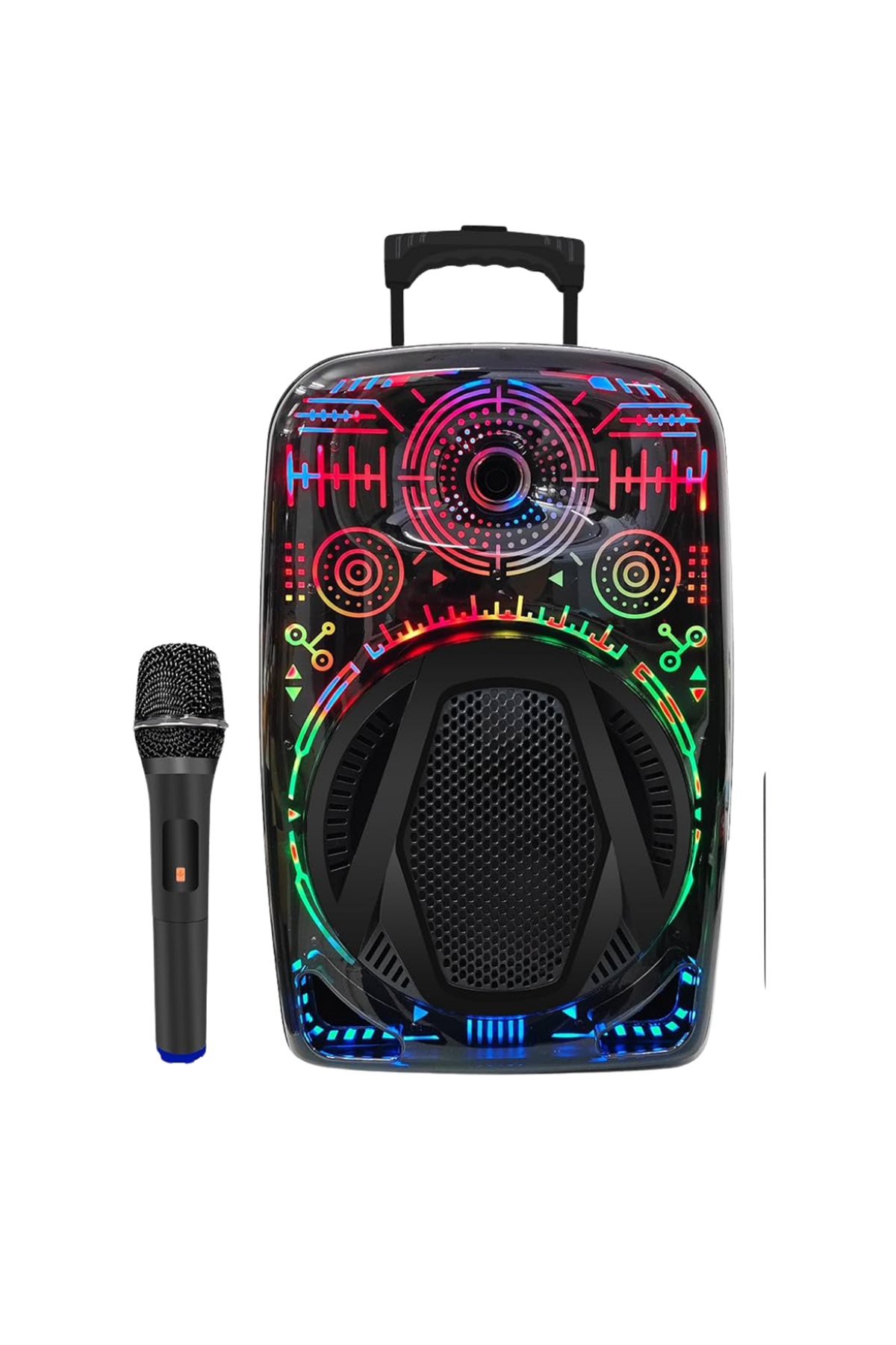 8 İnç Taşınabilir Karaoke Hoparlör Mikrofonlu RGB Işıklı Bluetooth Speaker