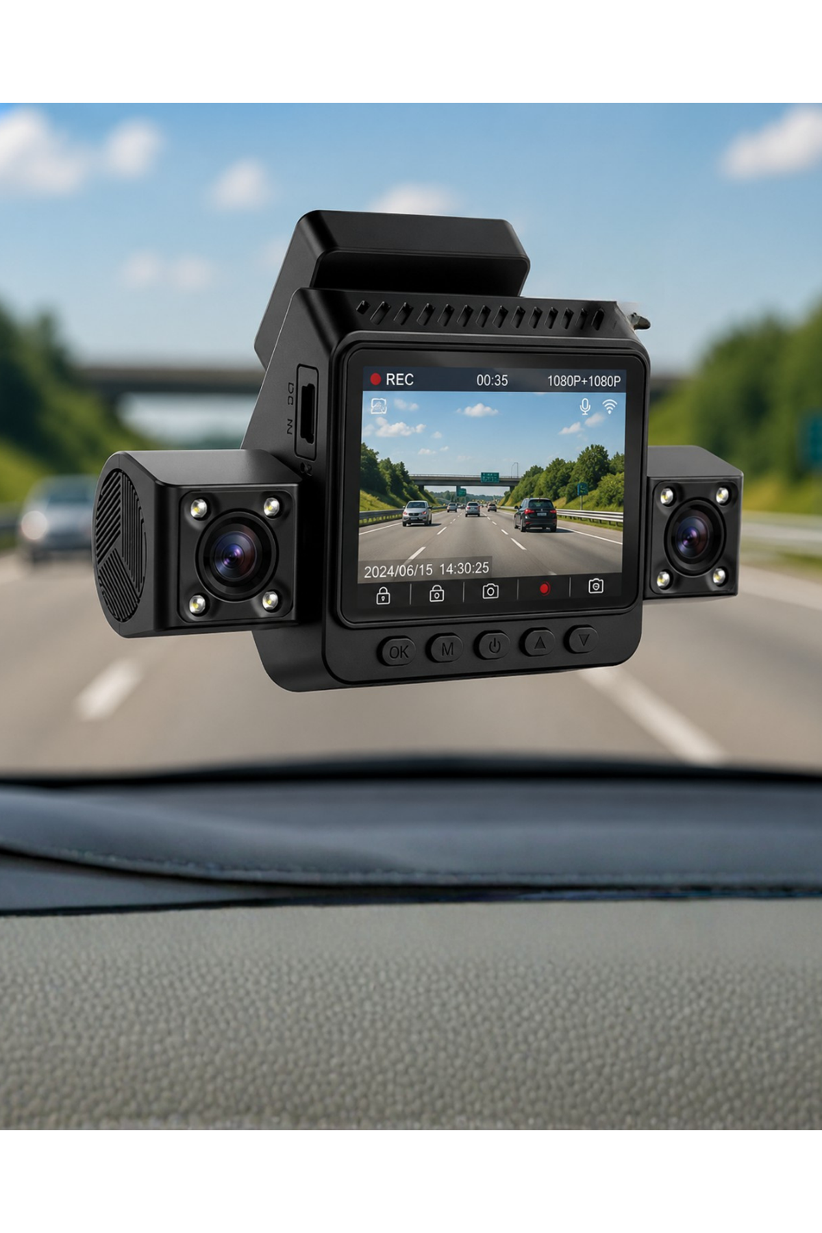 Araç Ön Arka İç Kamera Sistemi Full HD Hareket Sensörlü Kayıt Cihazı