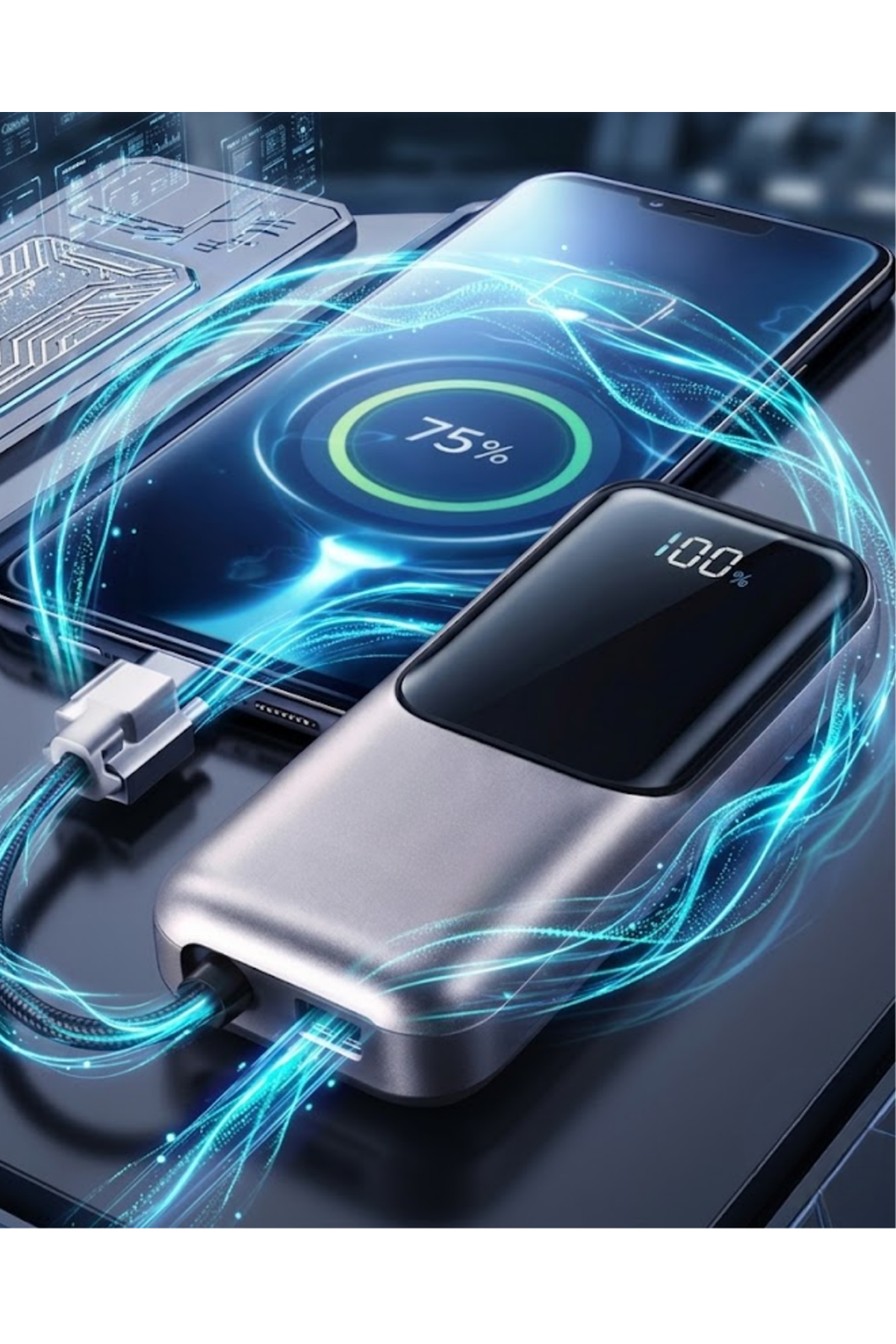 LED Ekranlı Süper Fast Charge Özellikli Mini Powerbank