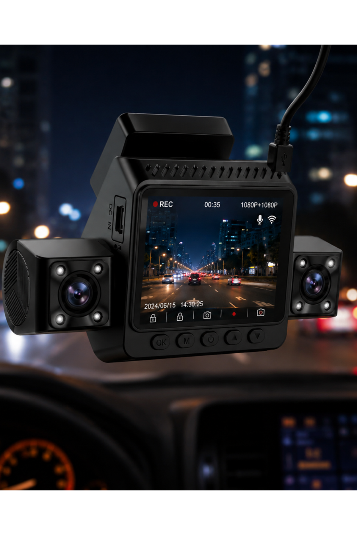 Araç İçi Güvenlik Kamerası 4 Lensli Full HD Kayıt Destekli Sistem