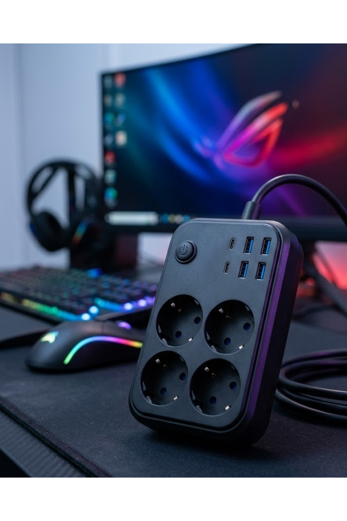 Akım Korumalı Çoklu Priz 4 USB 2 Type C 4 Priz Güvenli ve Hızlı Şarj