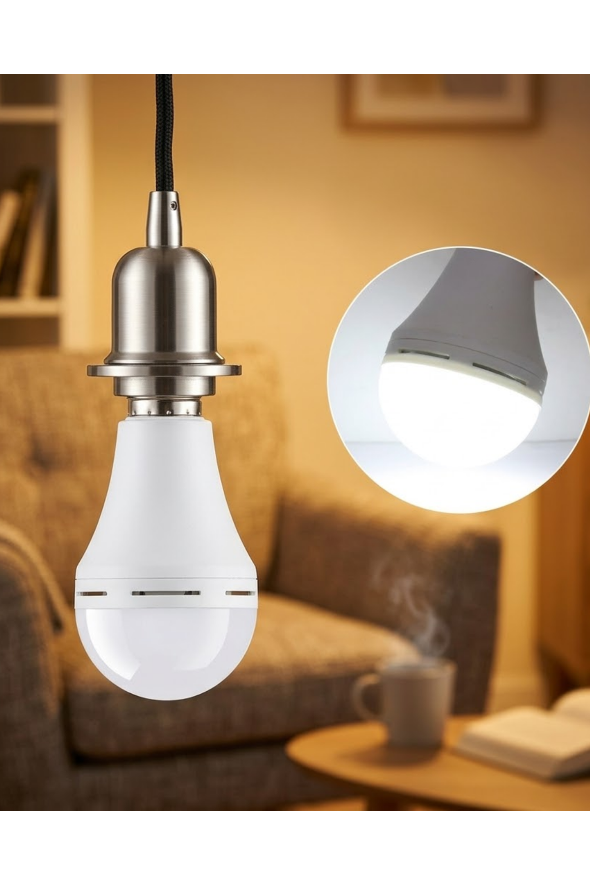 Elektrik Kesintisinde Yanan Şarjlı LED Ampul E27 6500K Güçlü Işık