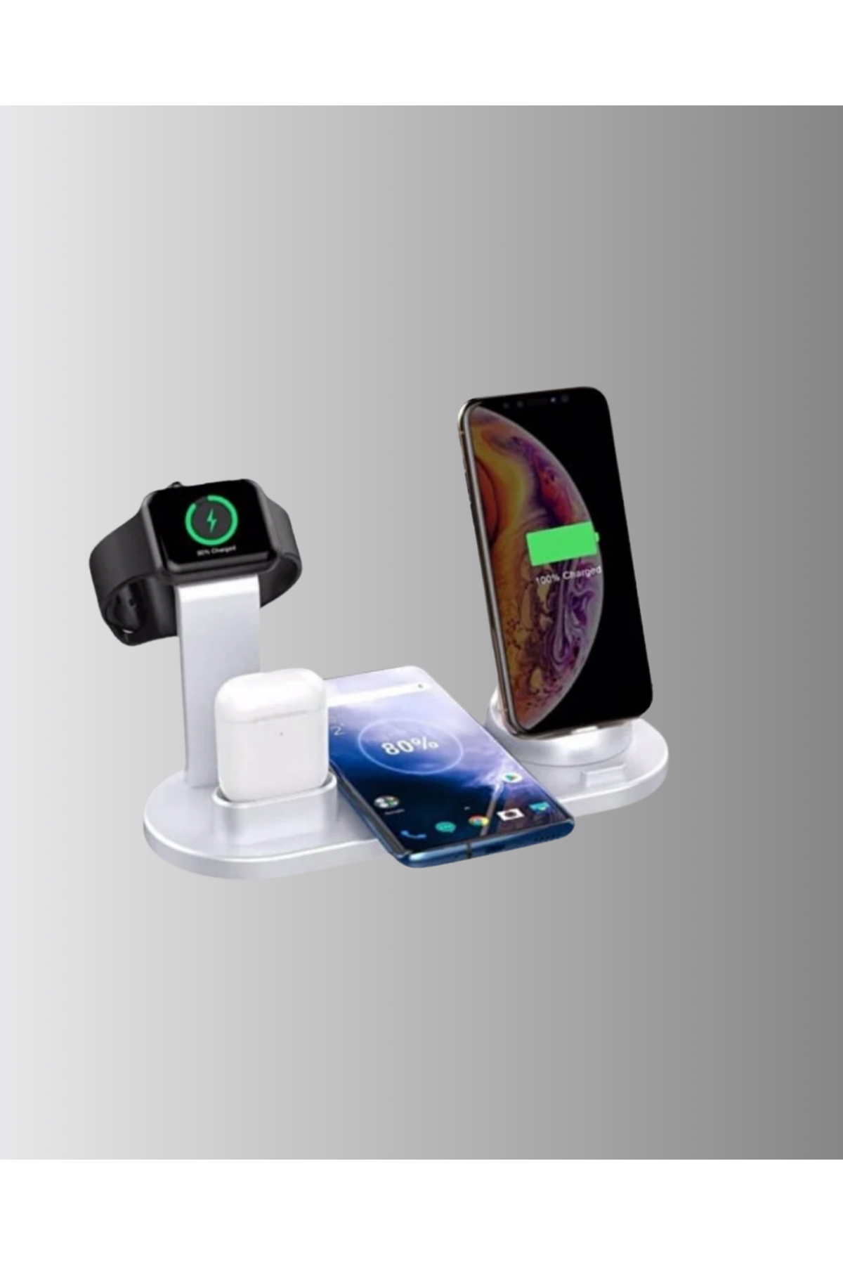 Kablosuz Şarj İstasyonu 4’ü 1 Arada iPhone Watch ve AirPods Uyumlu