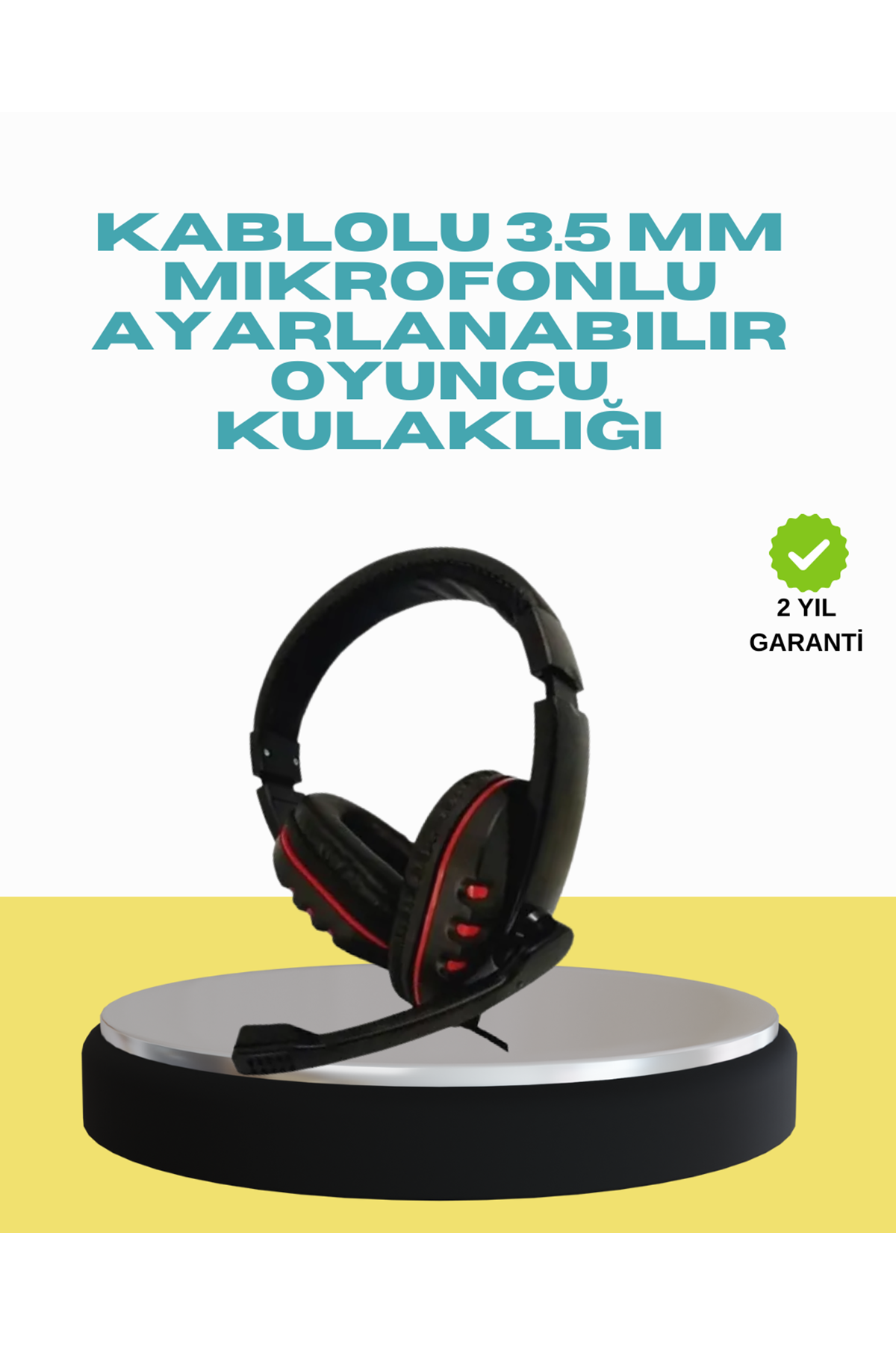 Kırmızı Işıklı Oyun Kulaklığı Kablolu Mikrofonlu Profesyonel