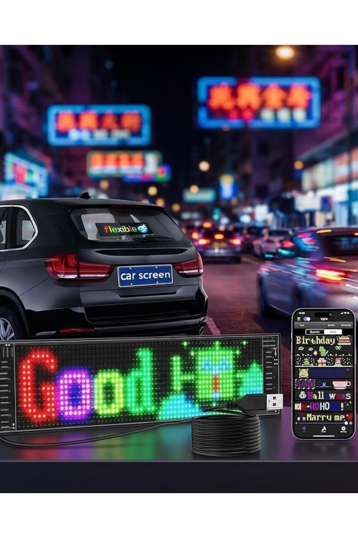 RGB Kayan Yazı LED Panel Telefon Kontrollü Animasyonlu Akıllı Ekran