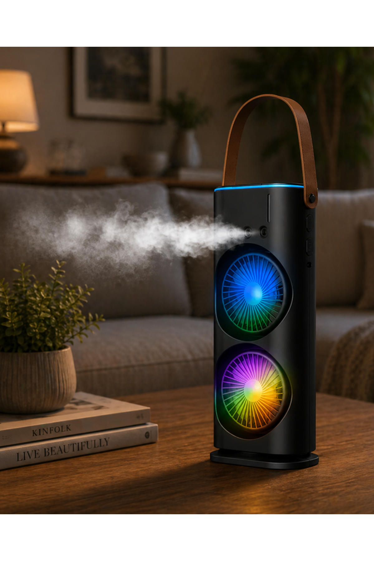 Çift Fanlı Nemlendiricili Masaüstü Soğutucu USB Girişli Sessiz Serinletici