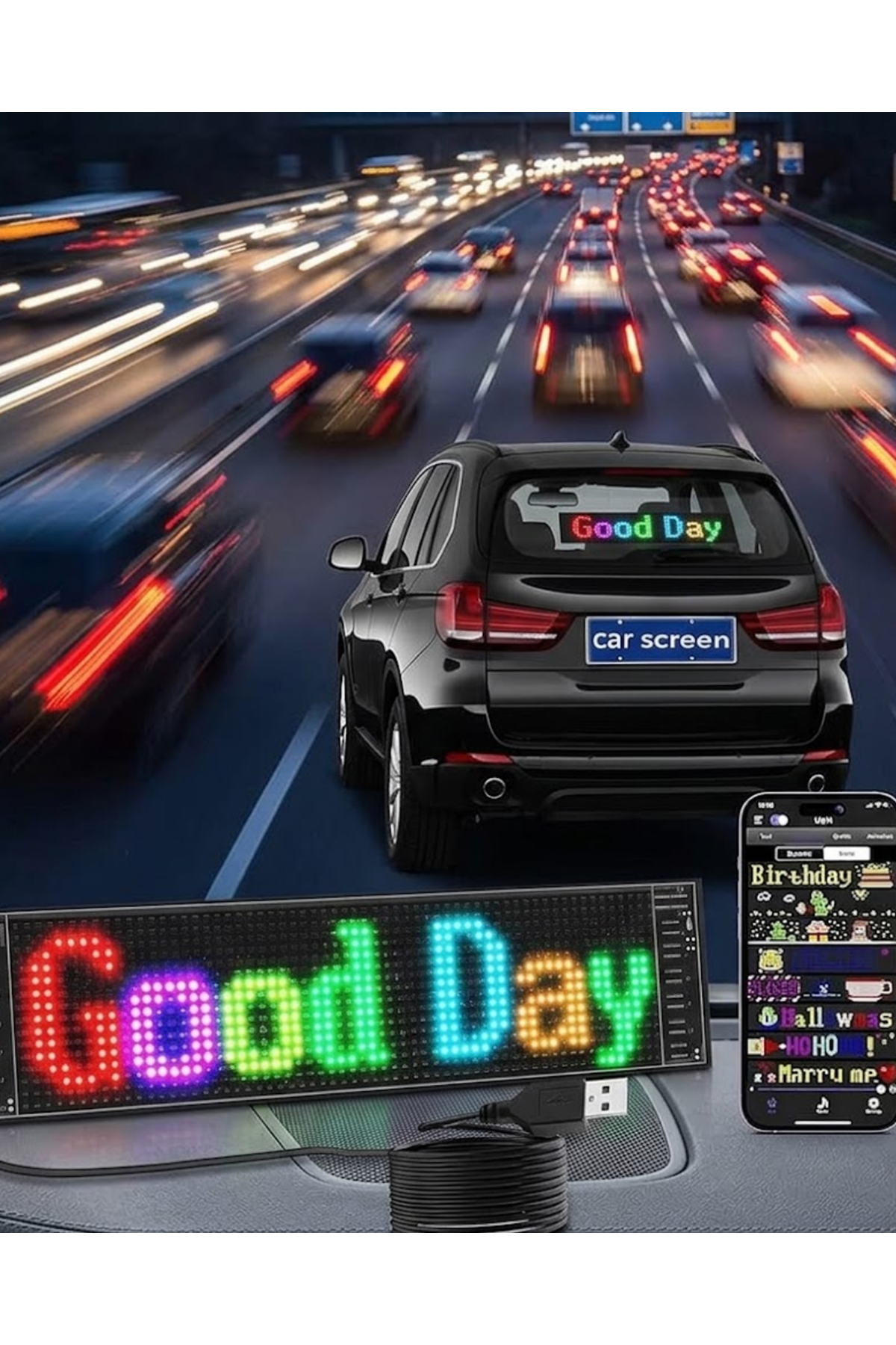 RGB LED Yazı Paneli Telefon Kontrollü Kayan Yazı Animasyonlu Ekran