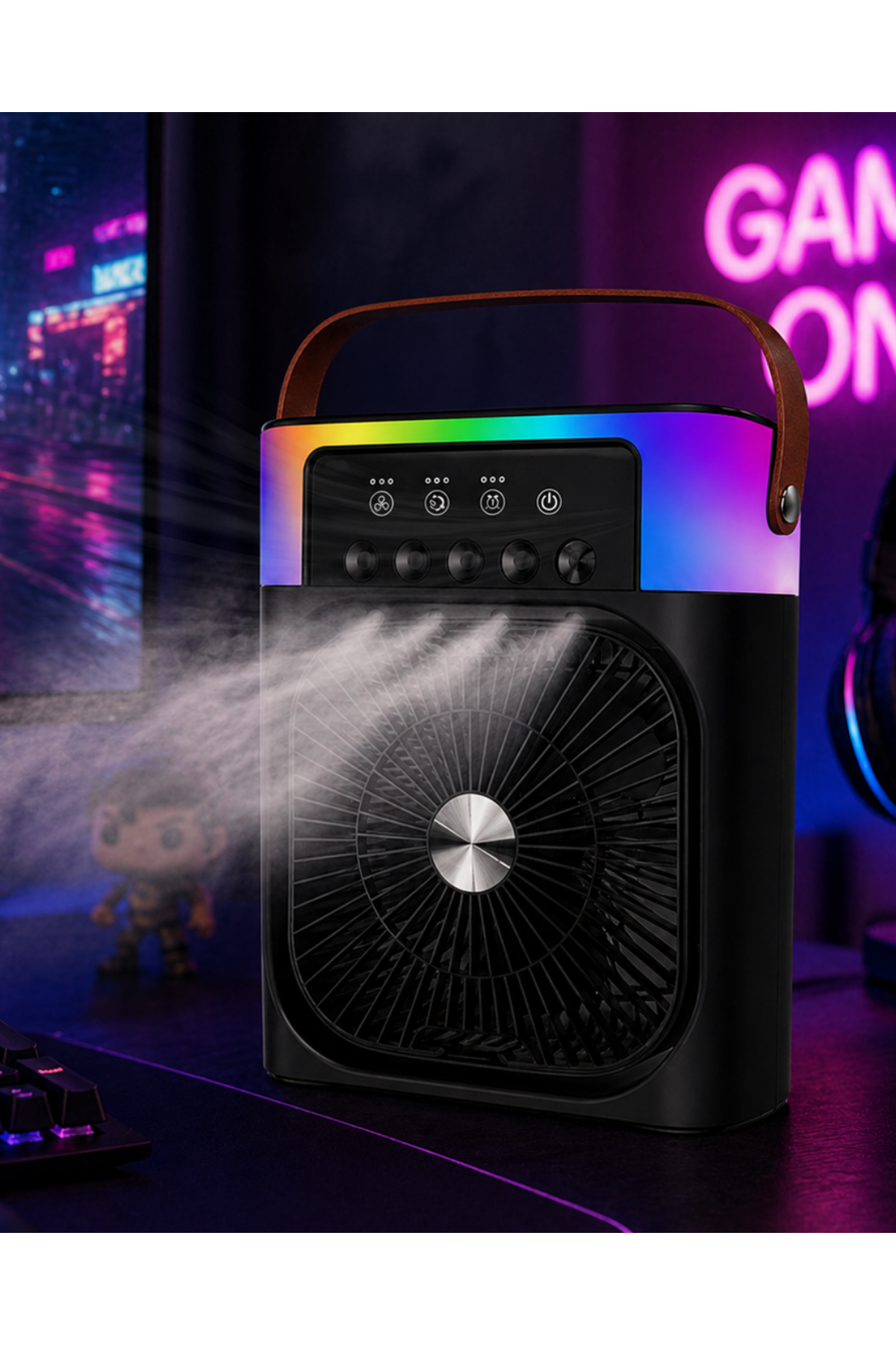 Taşınabilir Mini Klima Nemlendirici Fan RGB Led Aydınlatmalı USB Fan