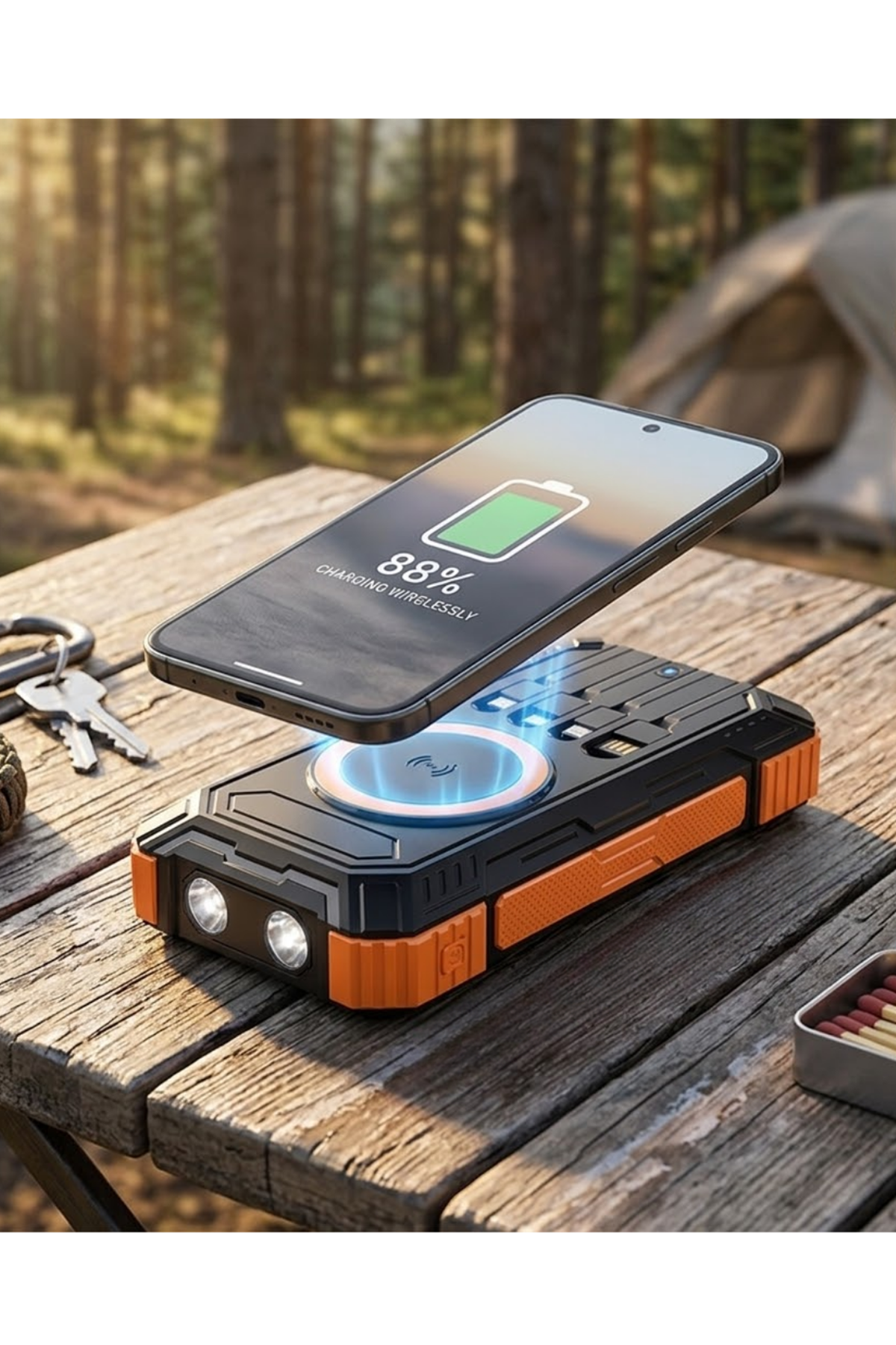 20000 mAh Powerbank Güneş Enerjili Kablosuz Şarj Hızlı Şarj Taşınabilir Batarya