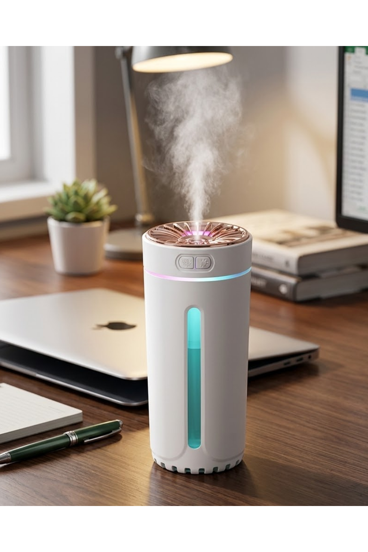 Mini Araç Nemlendirici 5 Esans Hediyeli USB Işıklı Koku Difüzörü
