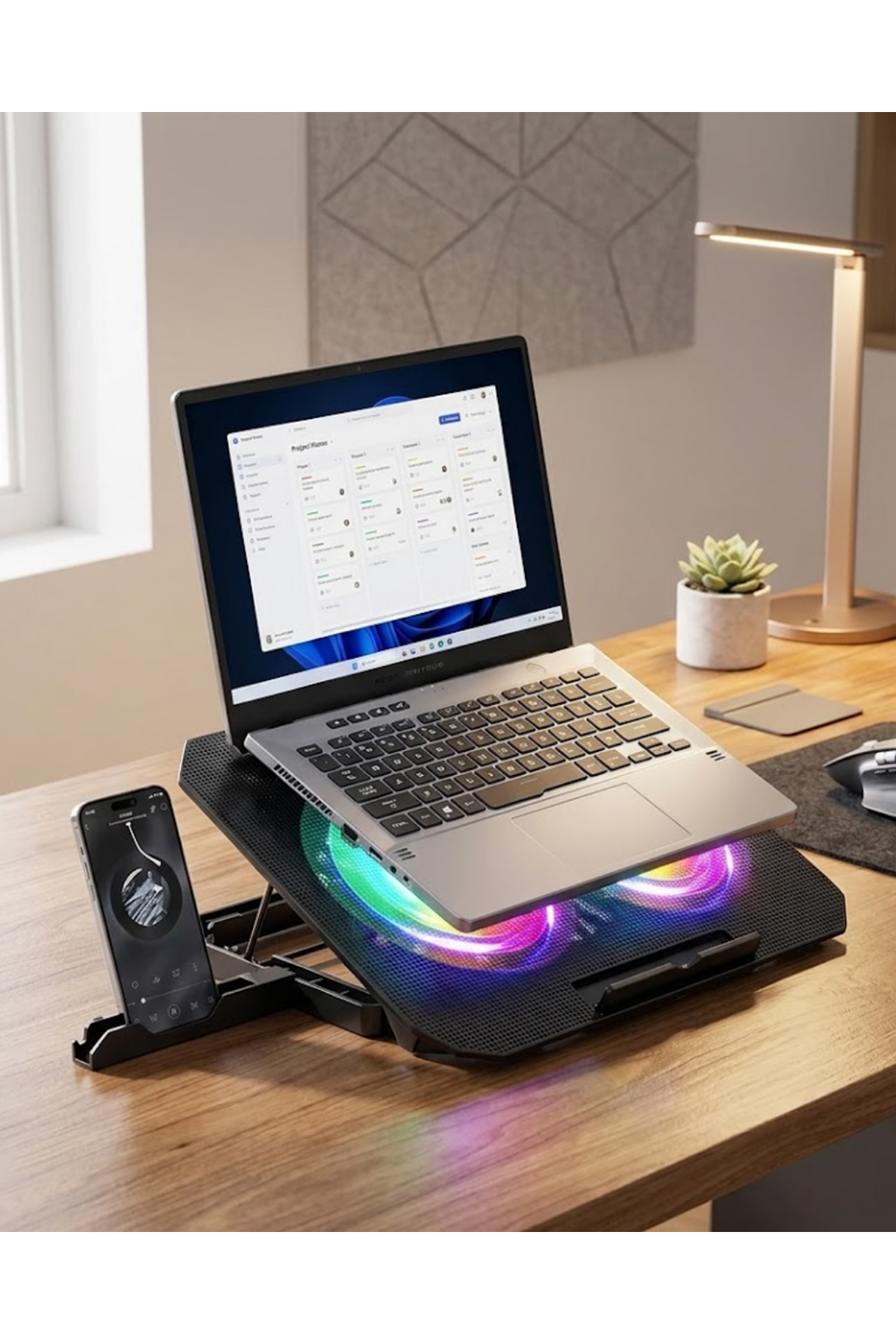 RGB Fanlı Laptop Soğutma Standı USB Girişli Notebook Yükseltici