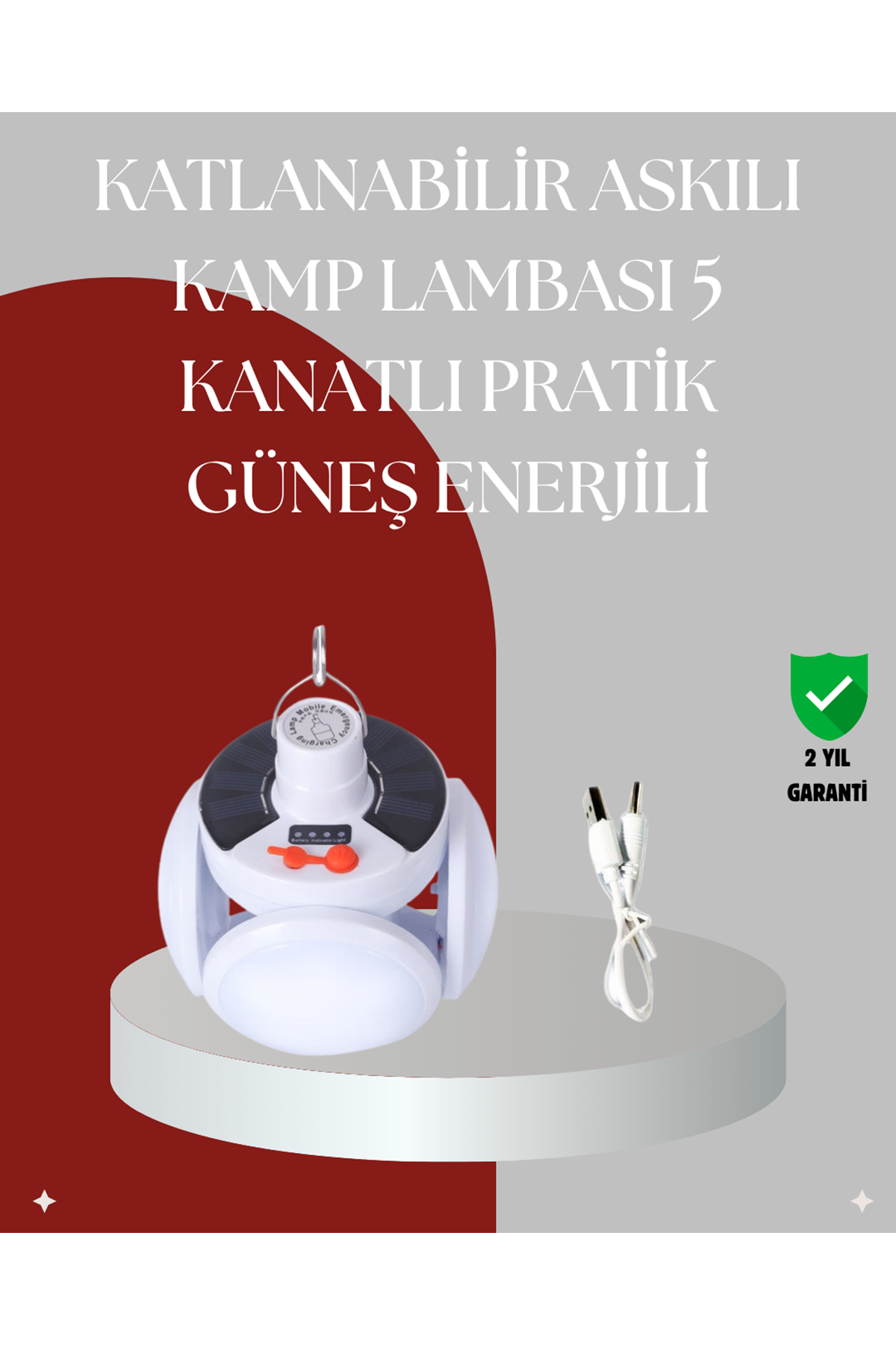 360 Derece Katlanabilir Solar LED Aydınlatma Çadır Lambası