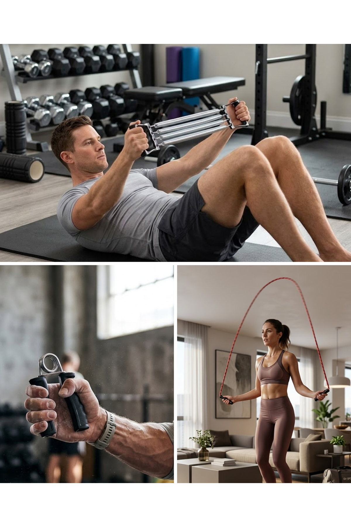 Ev Spor Seti Atlama İpi El Yayı Karın Egzersiz Aleti Fitness Seti